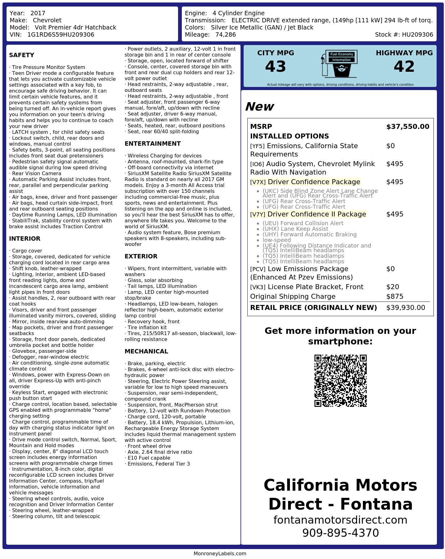 Monroney Label