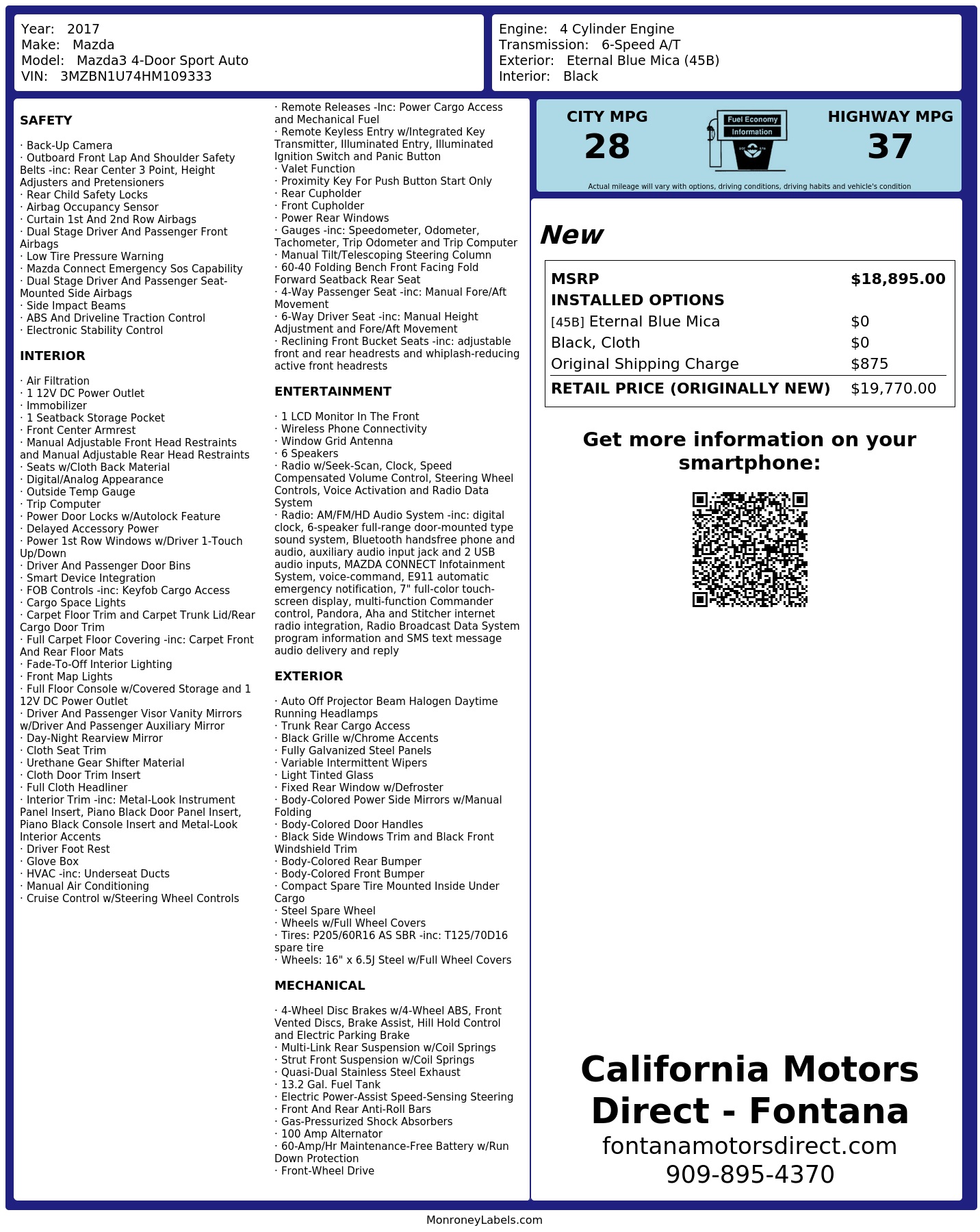 Monroney Label