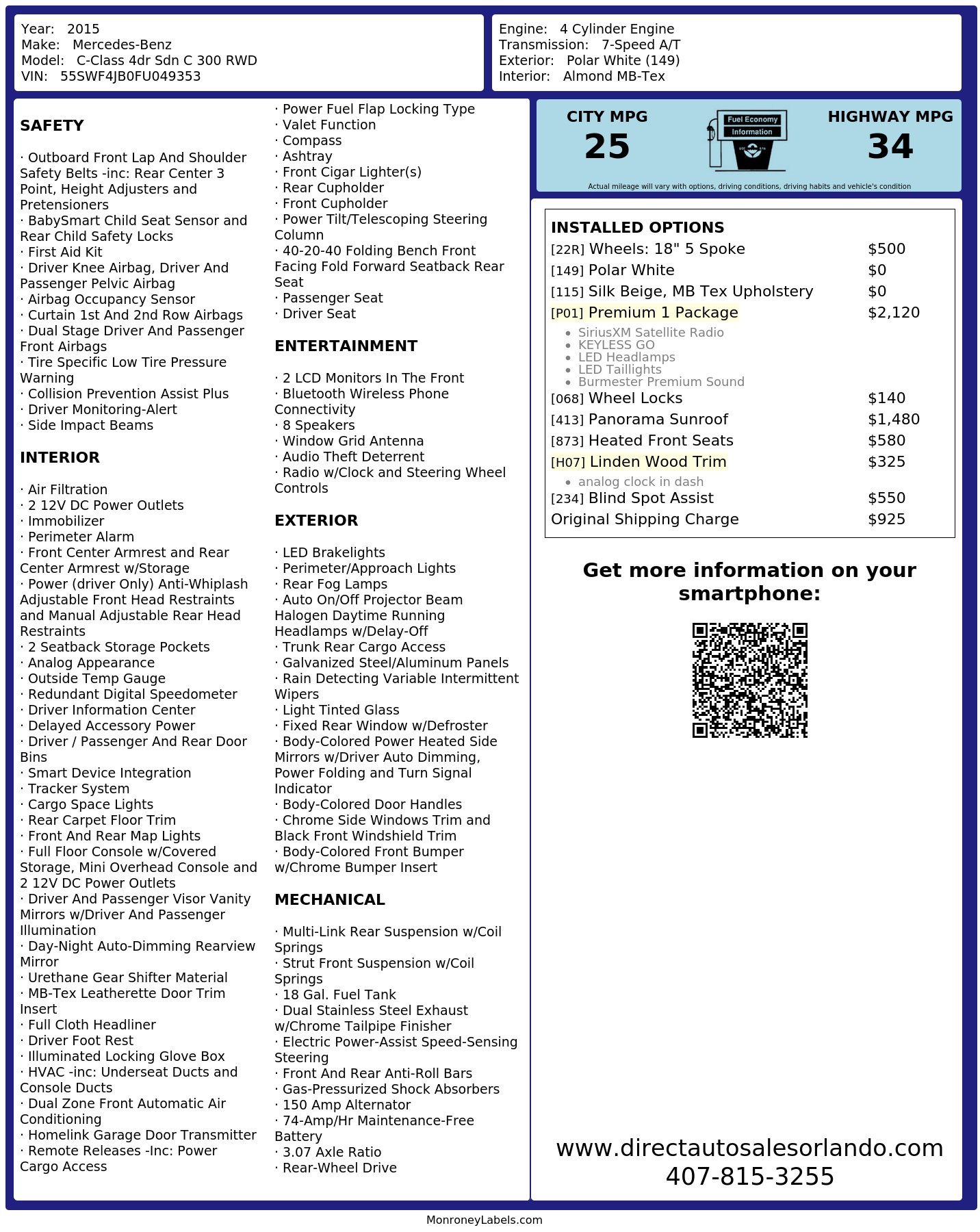 Monroney Label