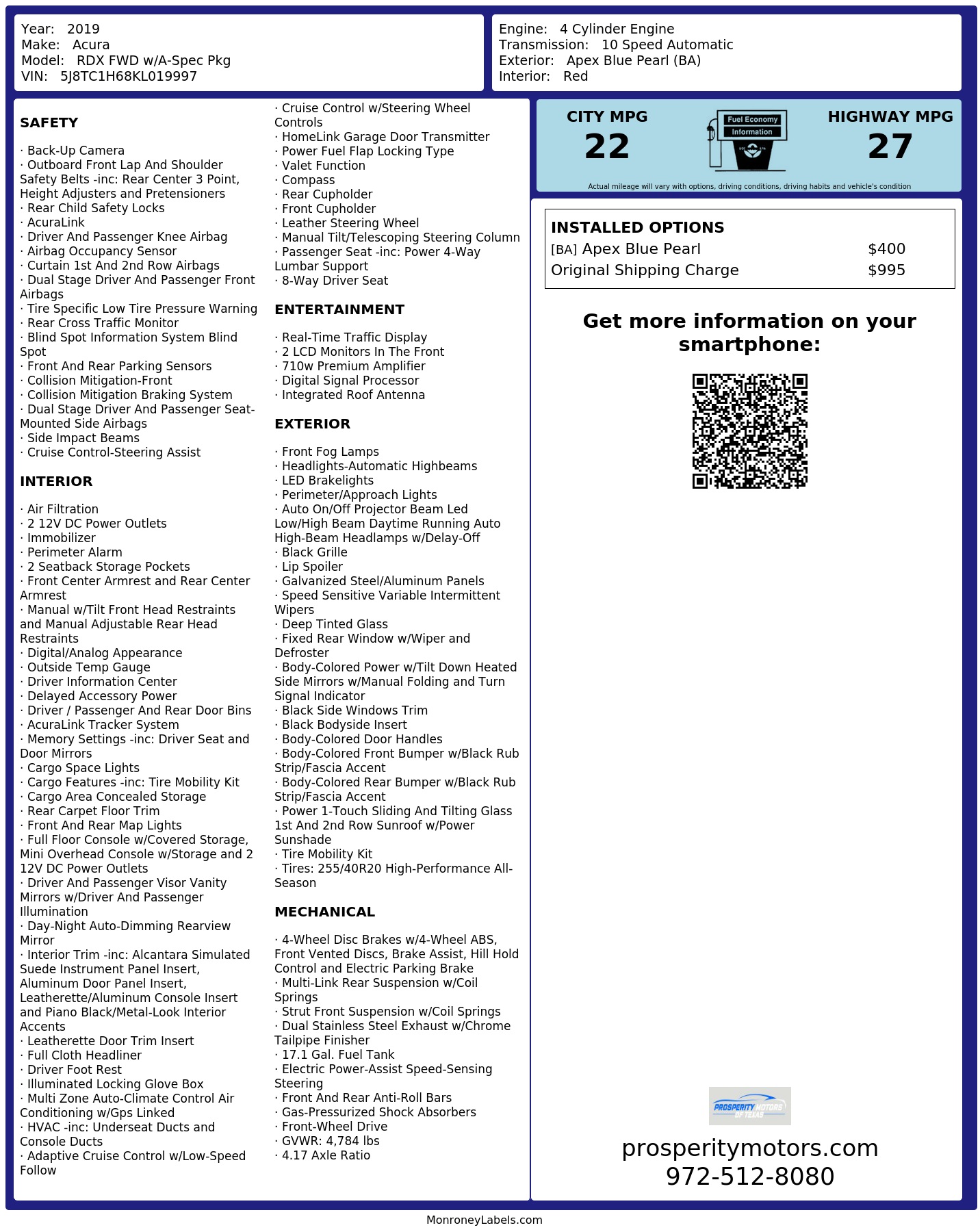 Monroney Label
