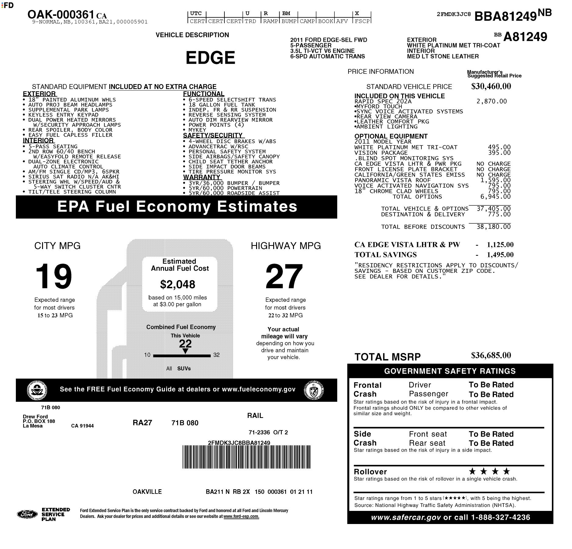 Monroney Label