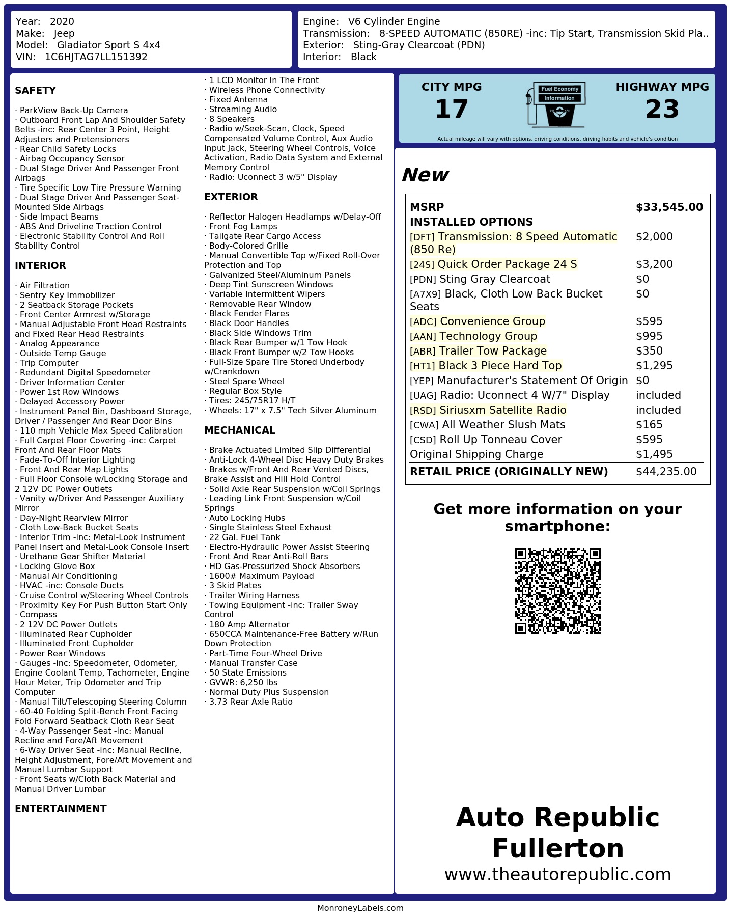 Monroney Label