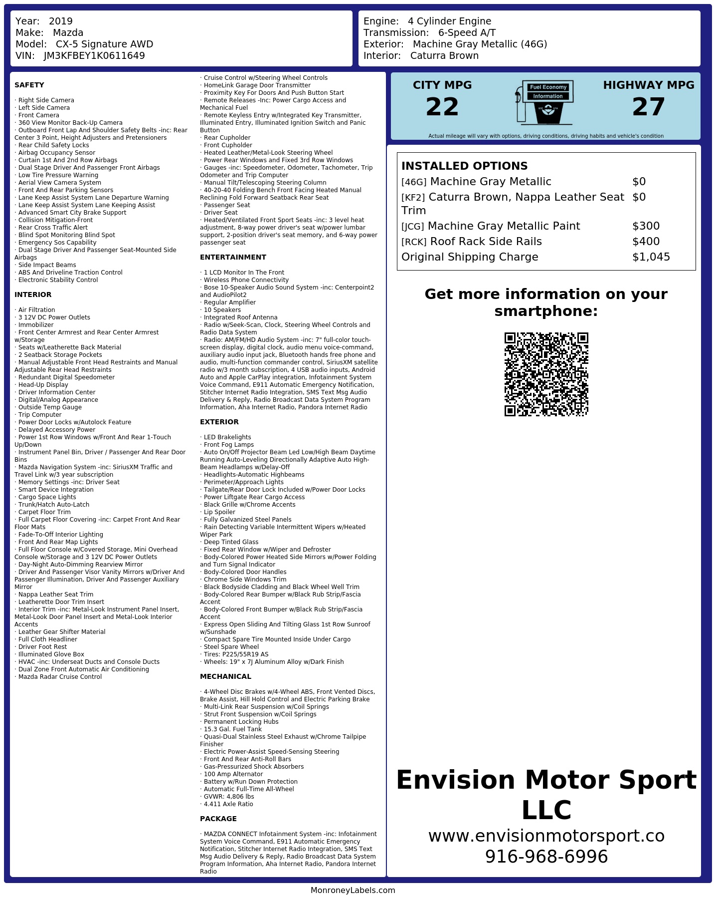 Monroney Label