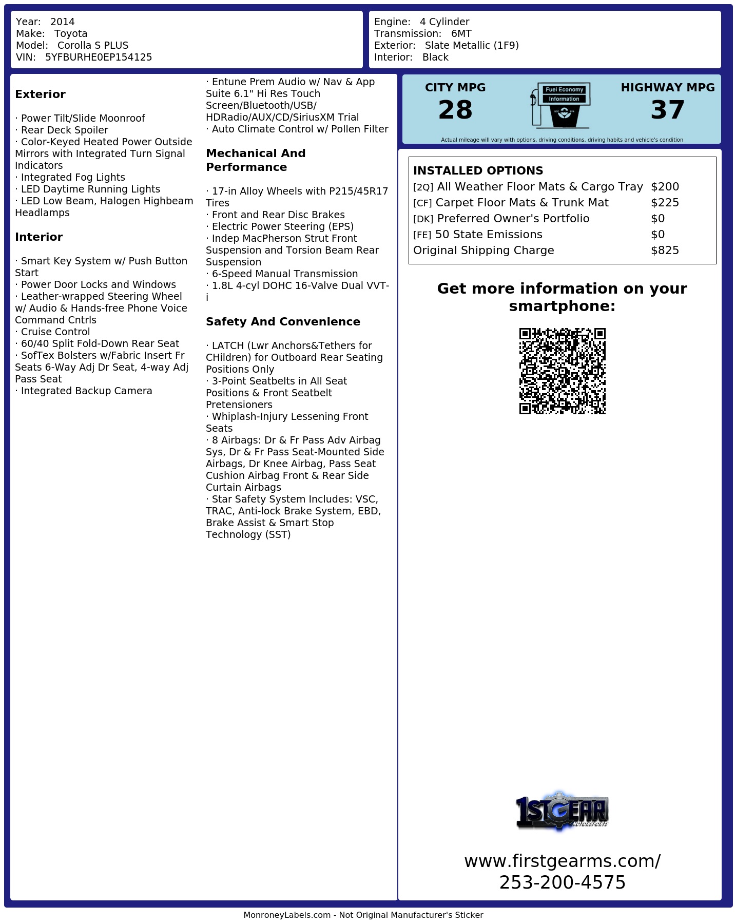 Monroney Label