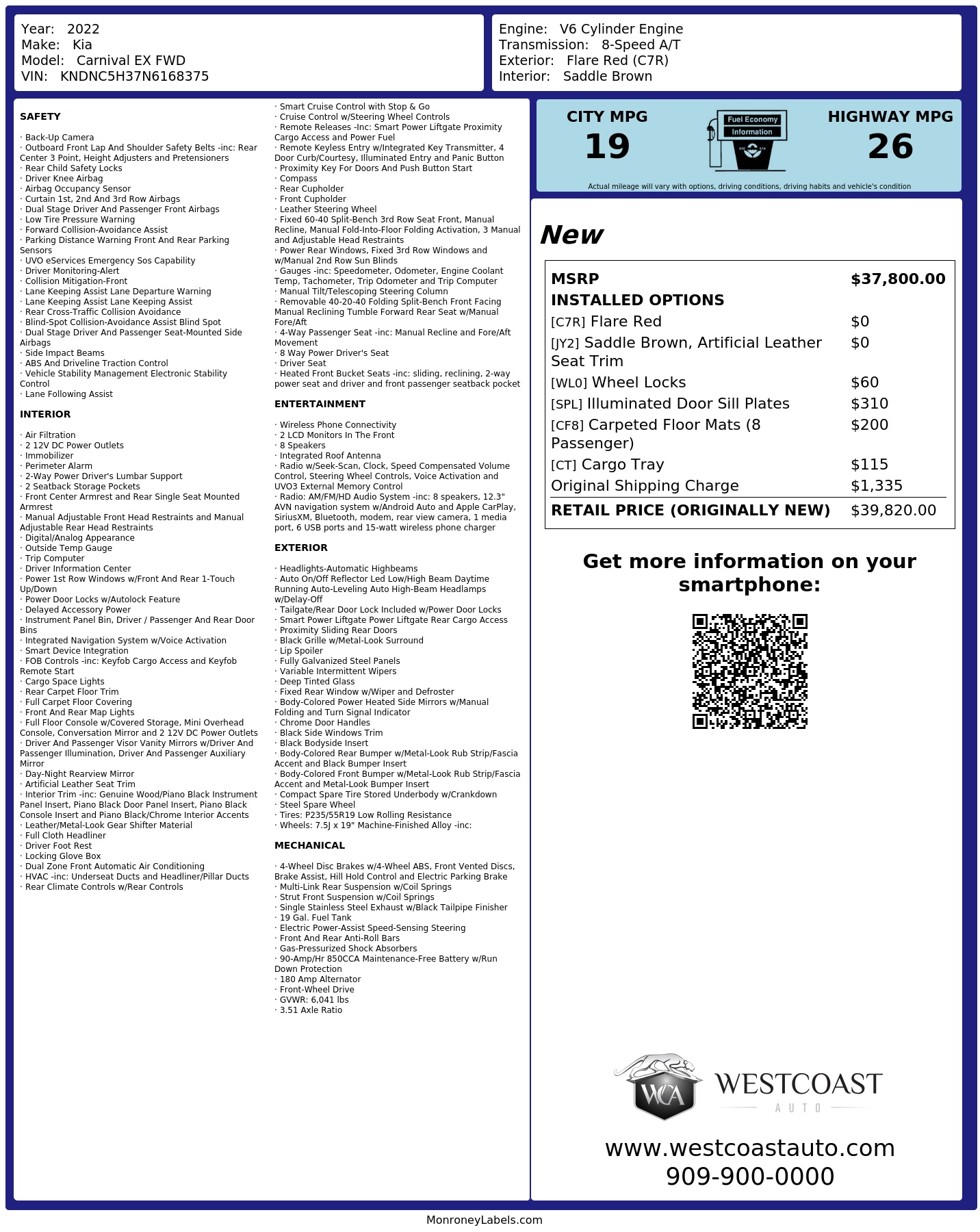 Monroney Label