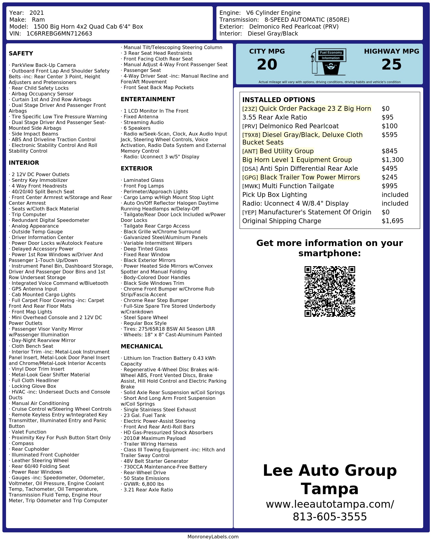 Monroney Label