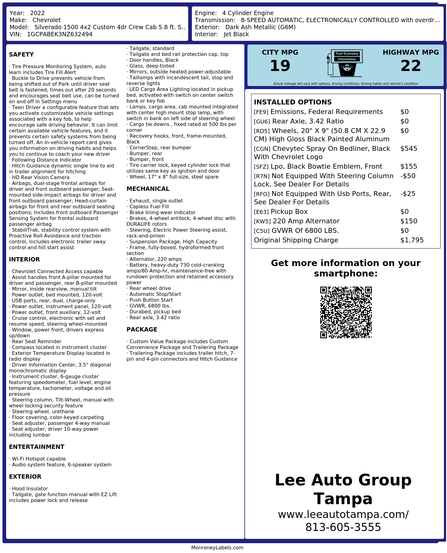 Monroney Label