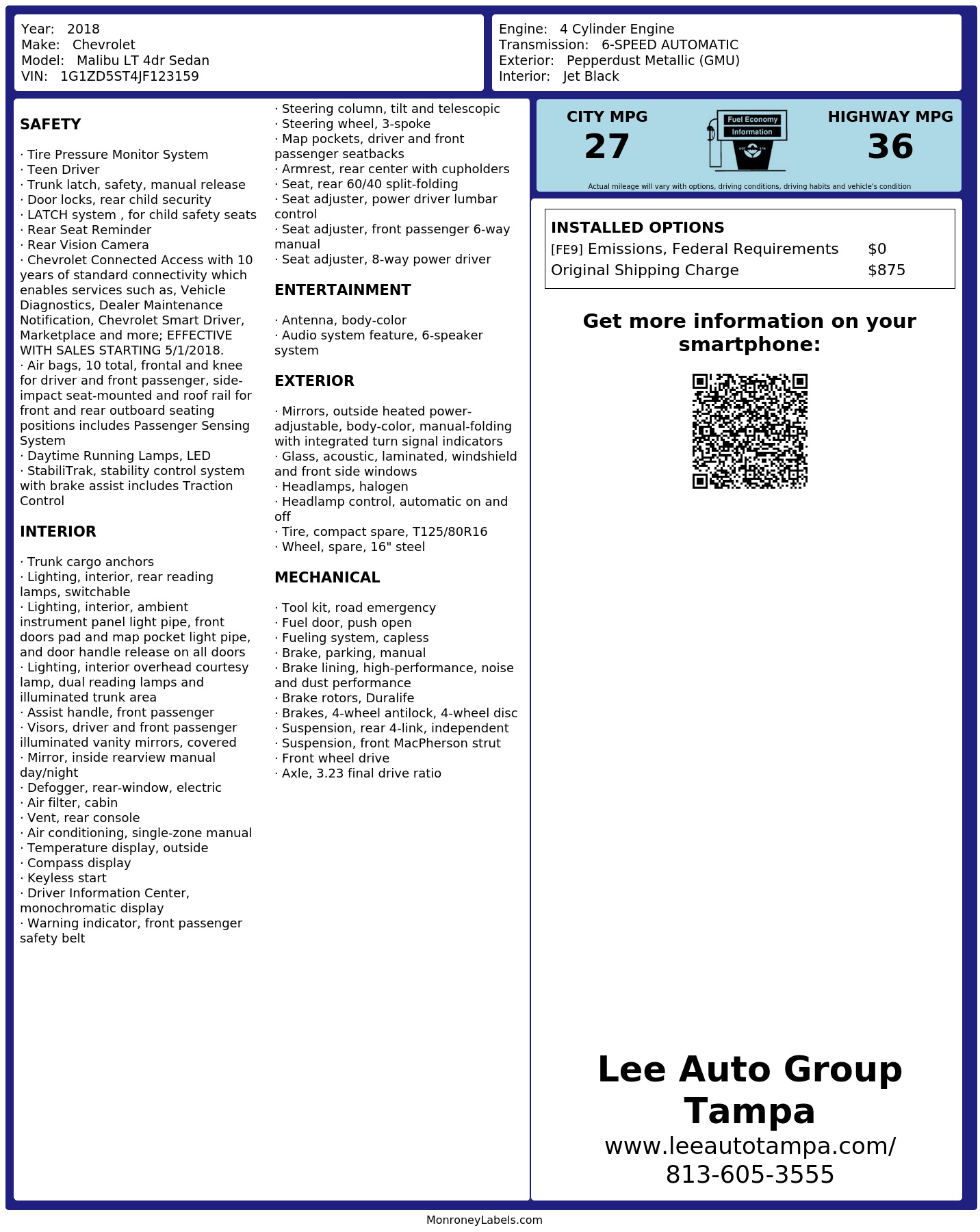 Monroney Label