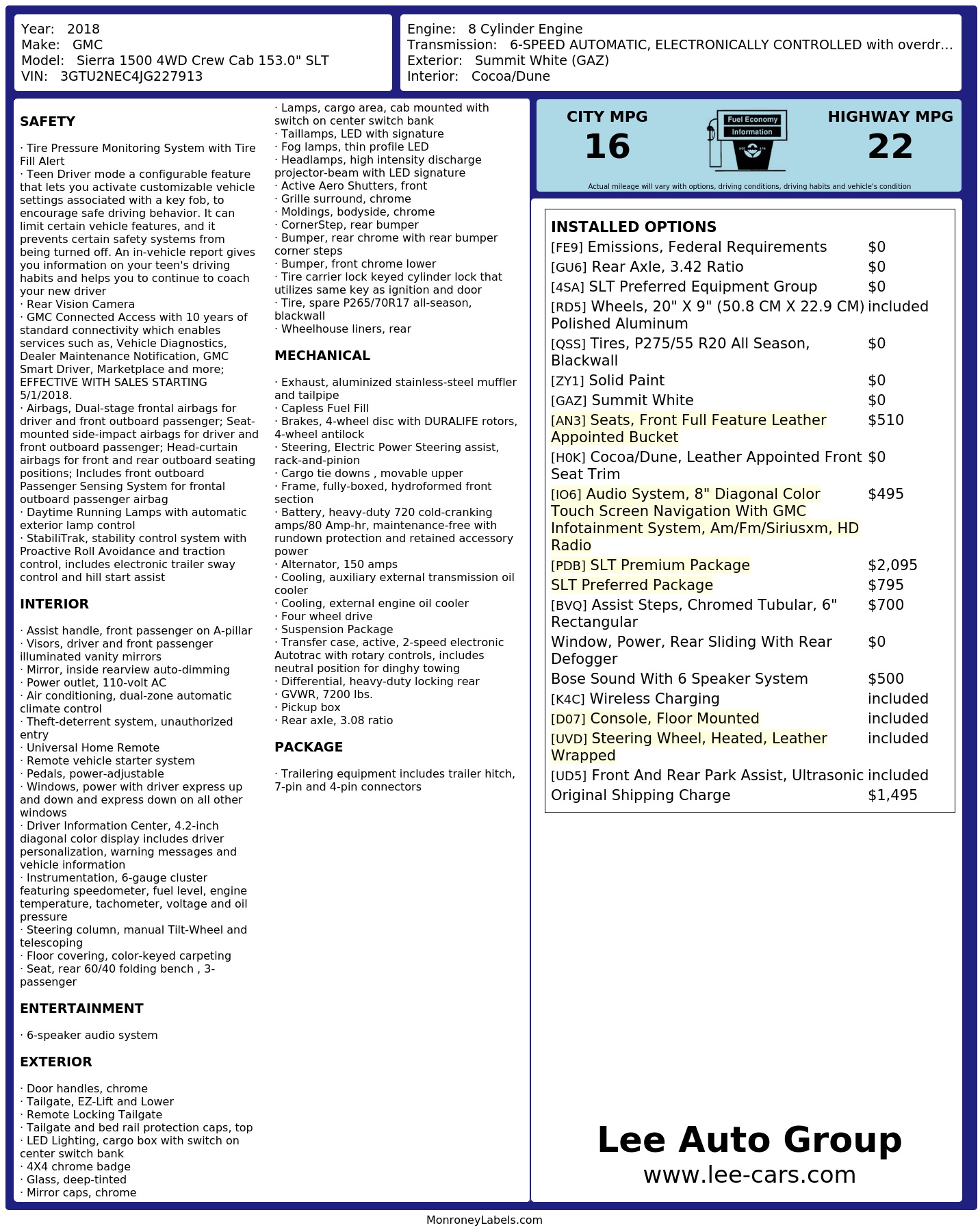 Monroney Label