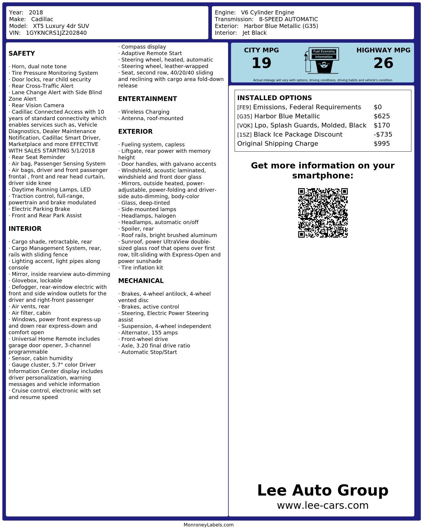 Monroney Label