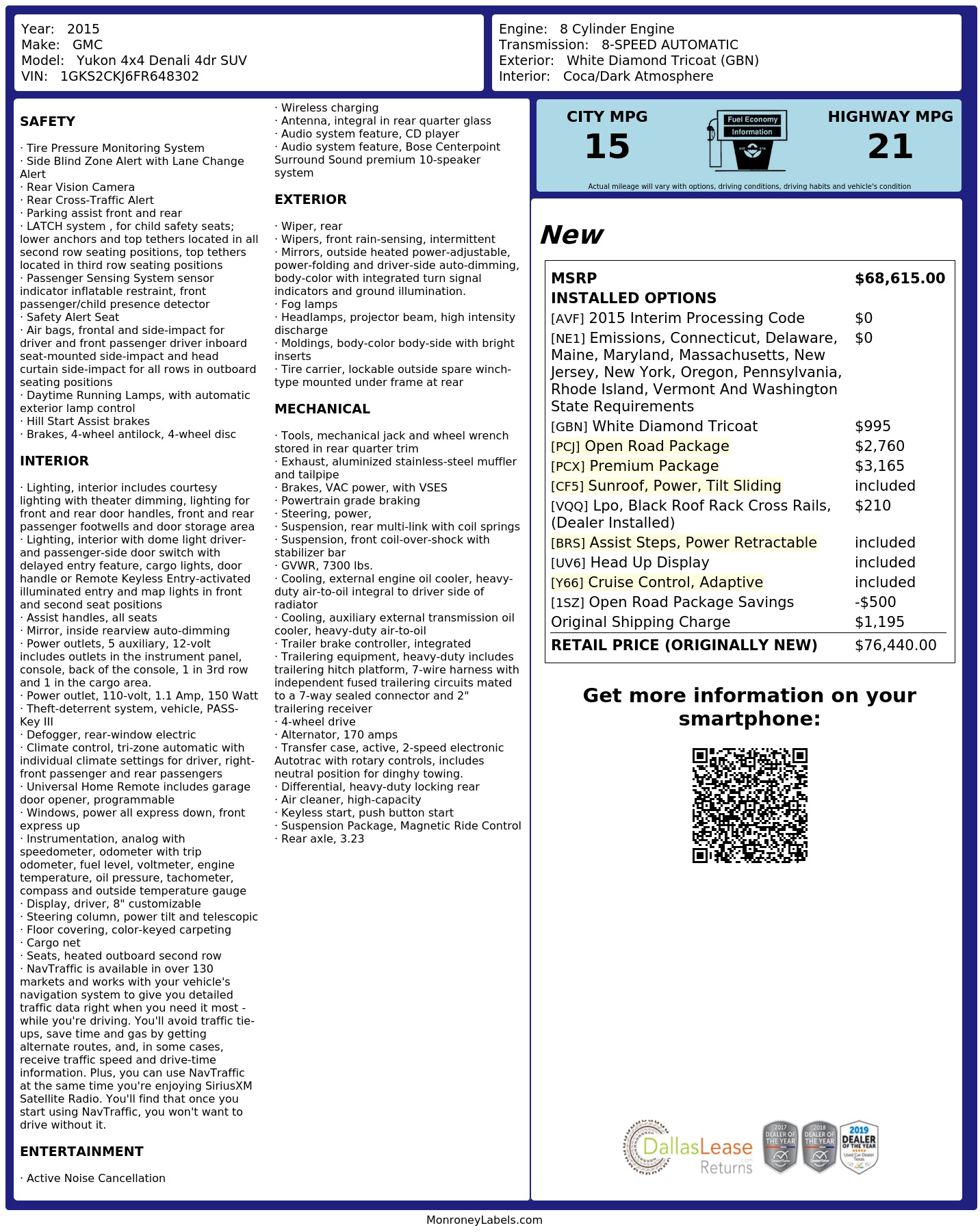 Monroney Label
