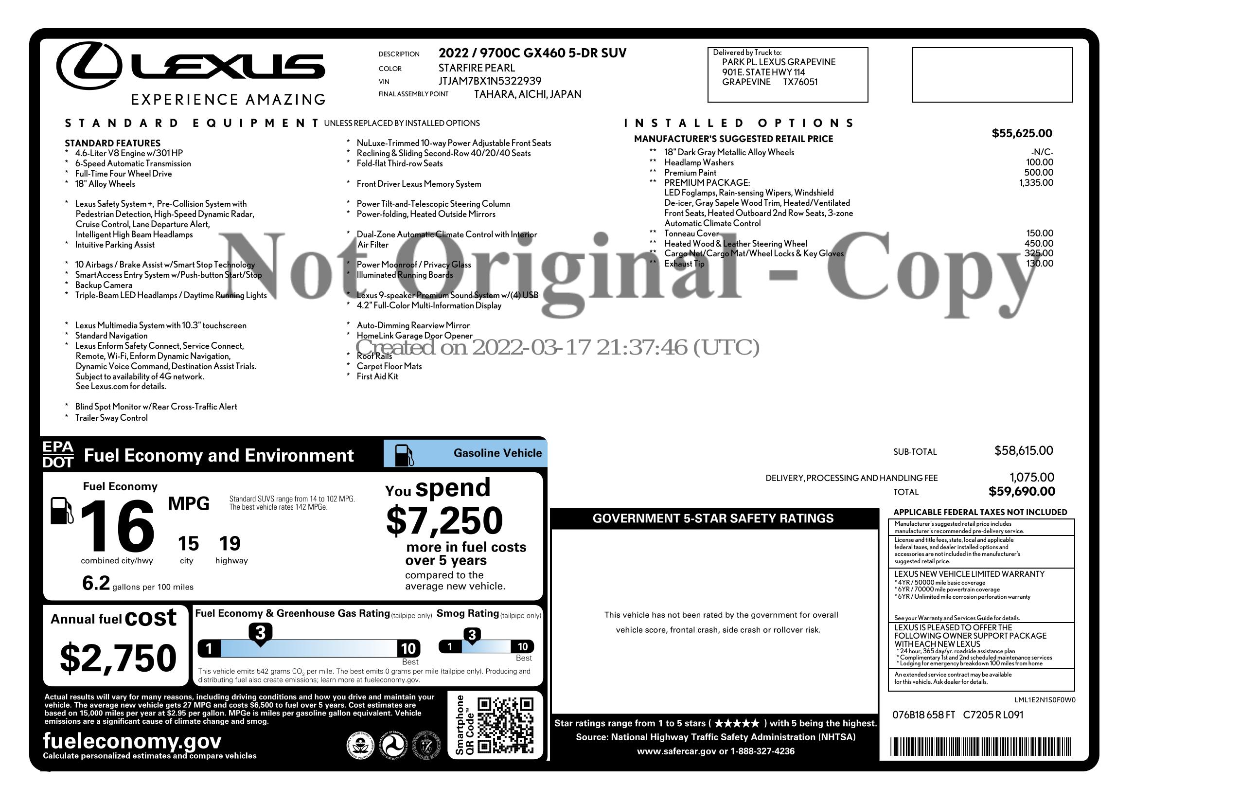 Monroney Label
