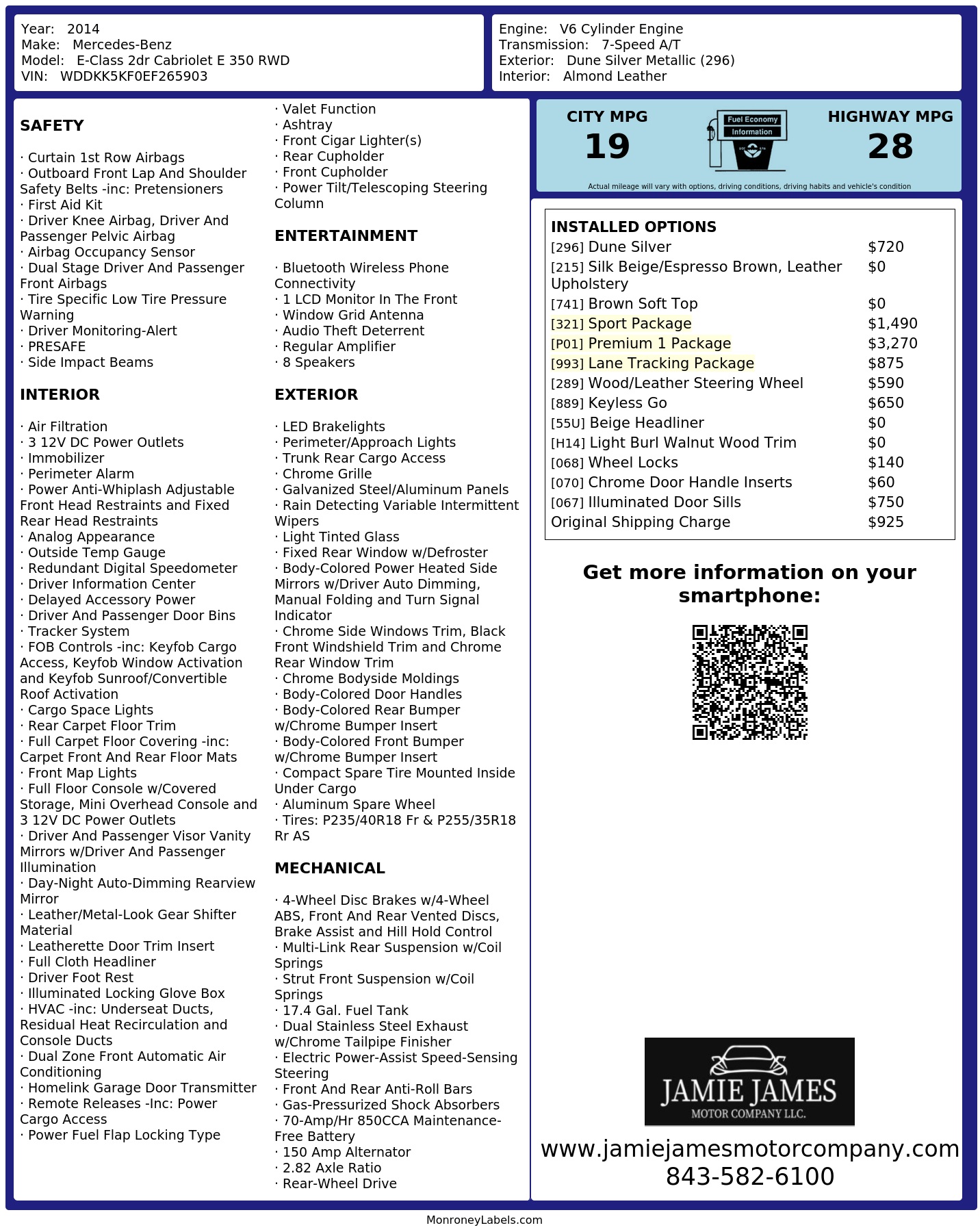 Monroney Label