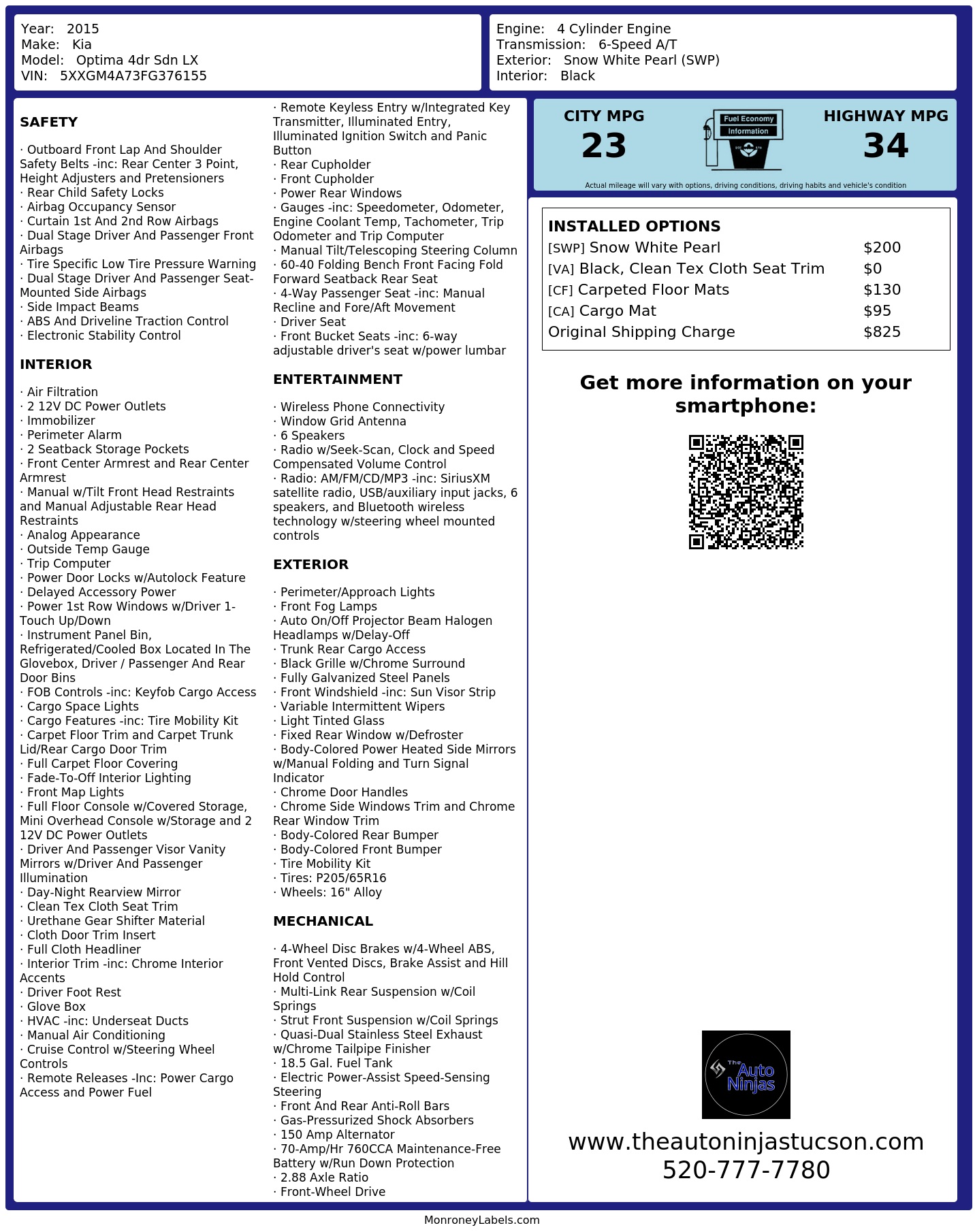 Monroney Label