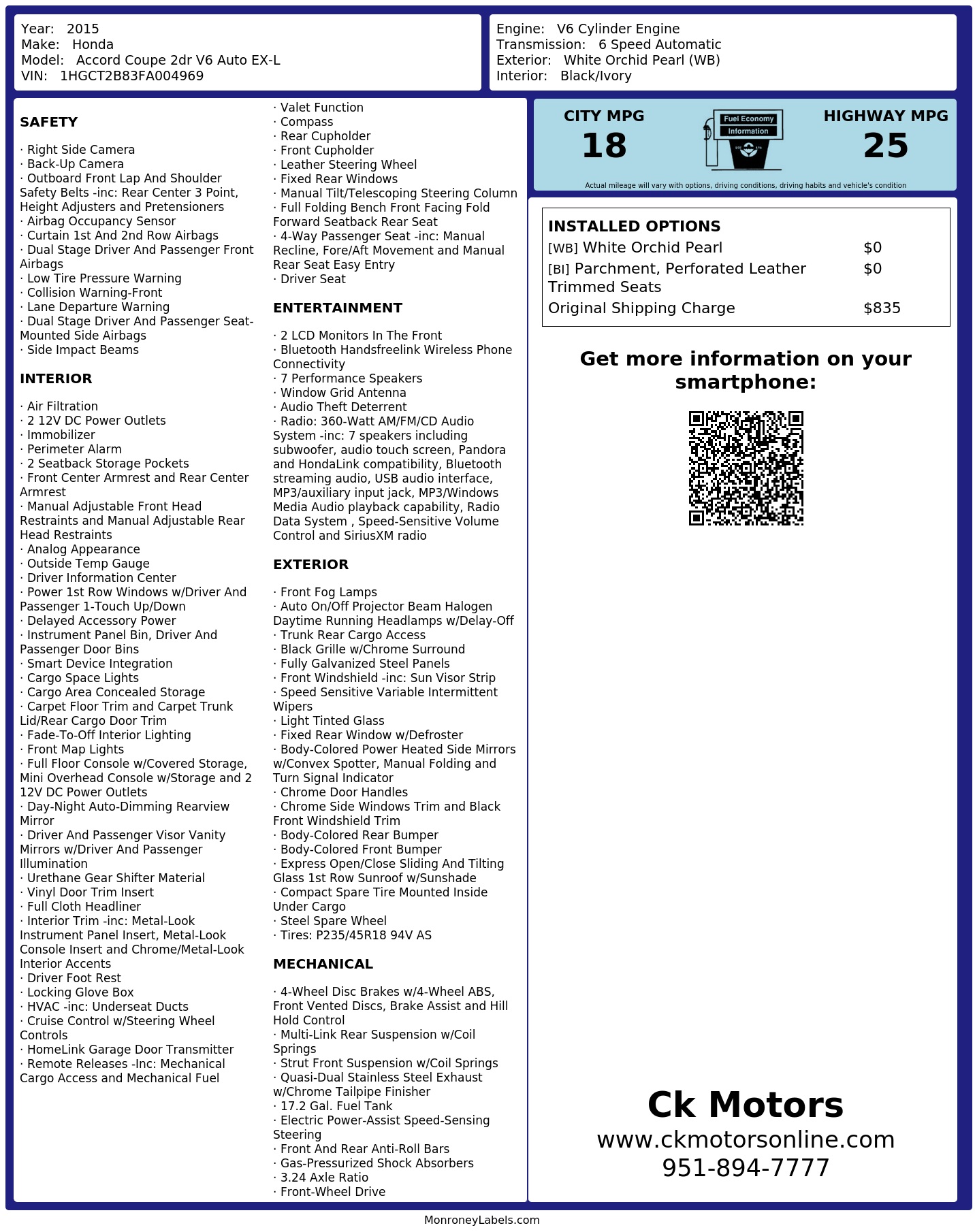 Monroney Label