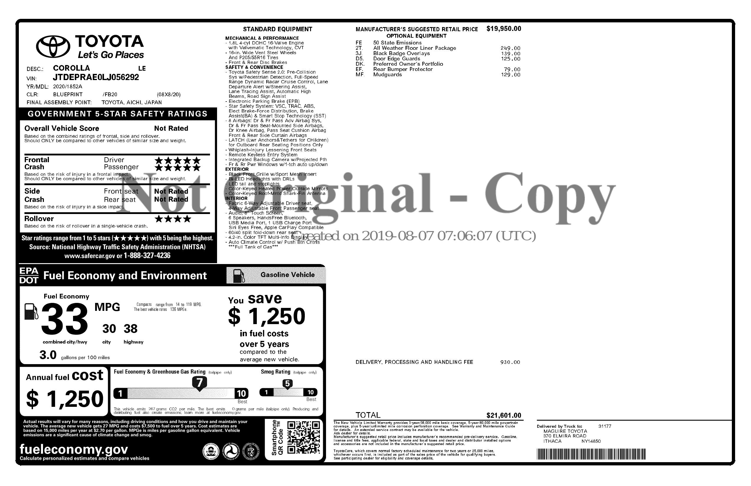 Monroney Label