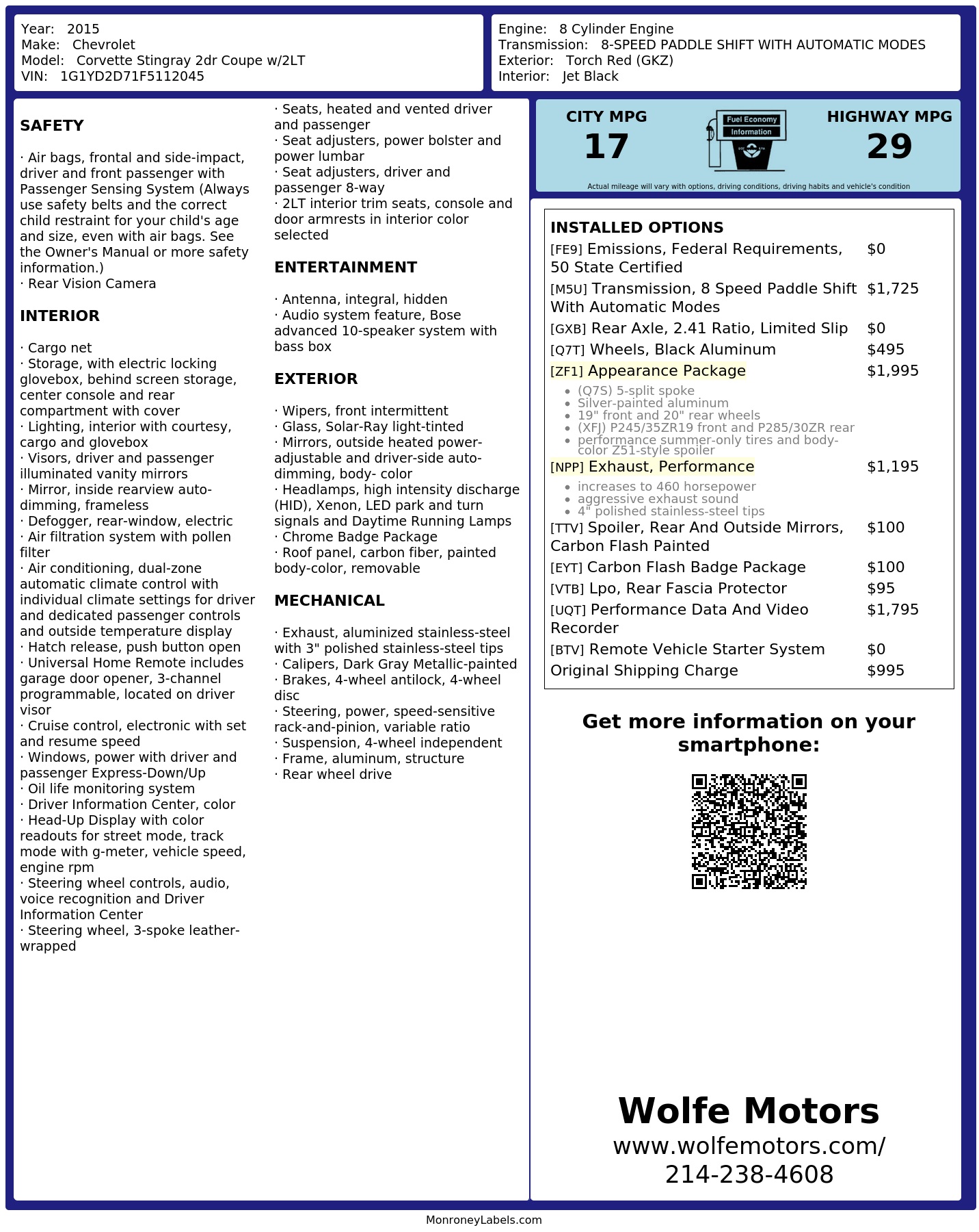 Monroney Label