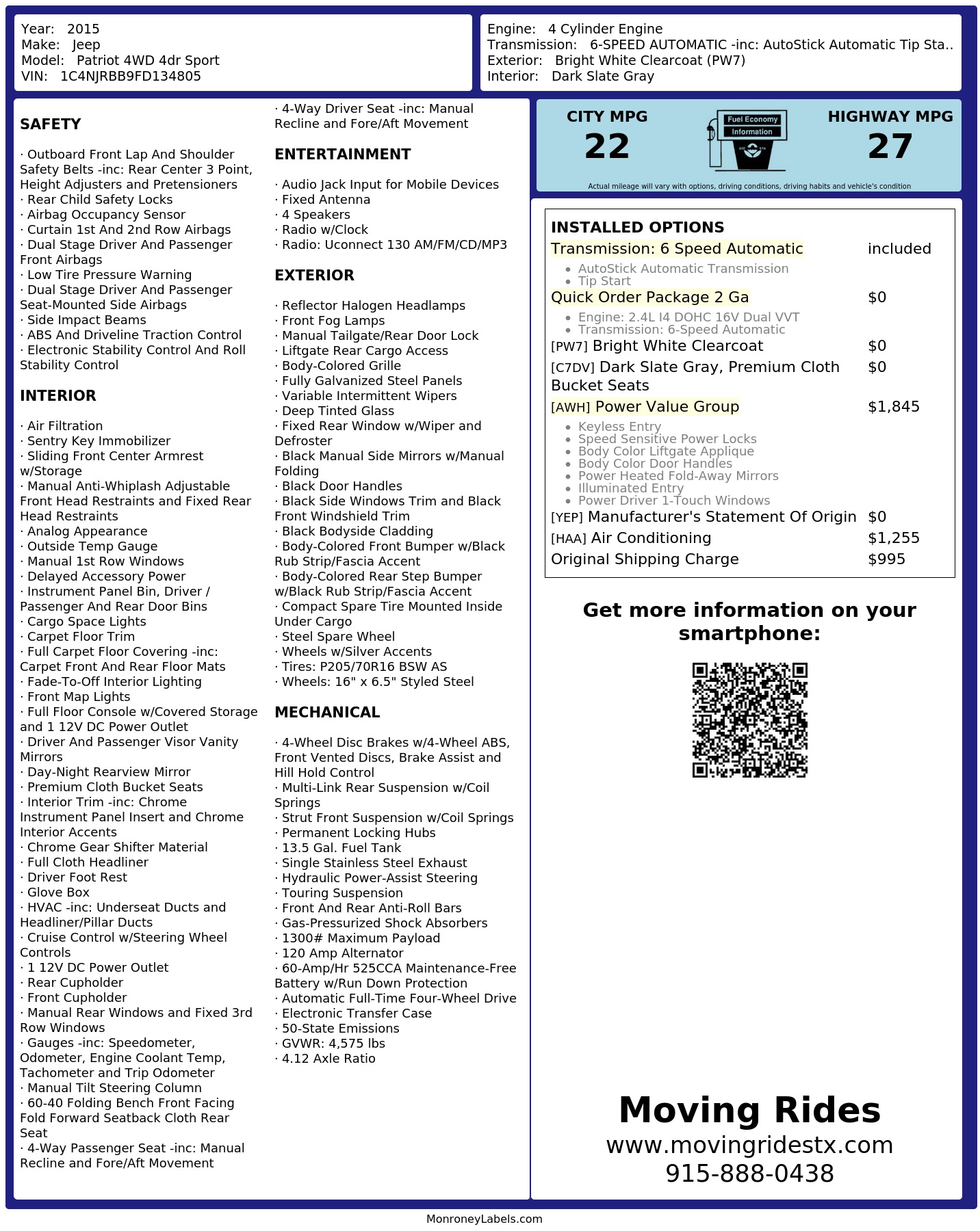 Monroney Label