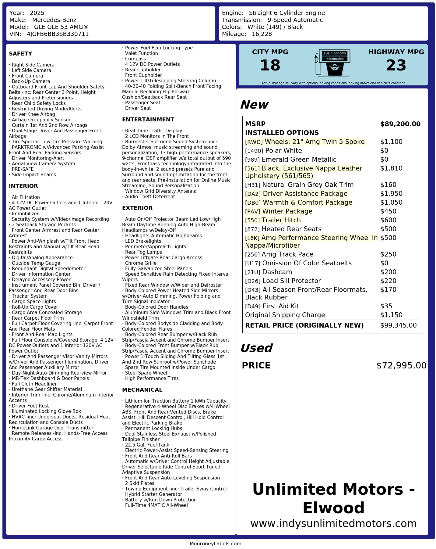 Monroney Label
