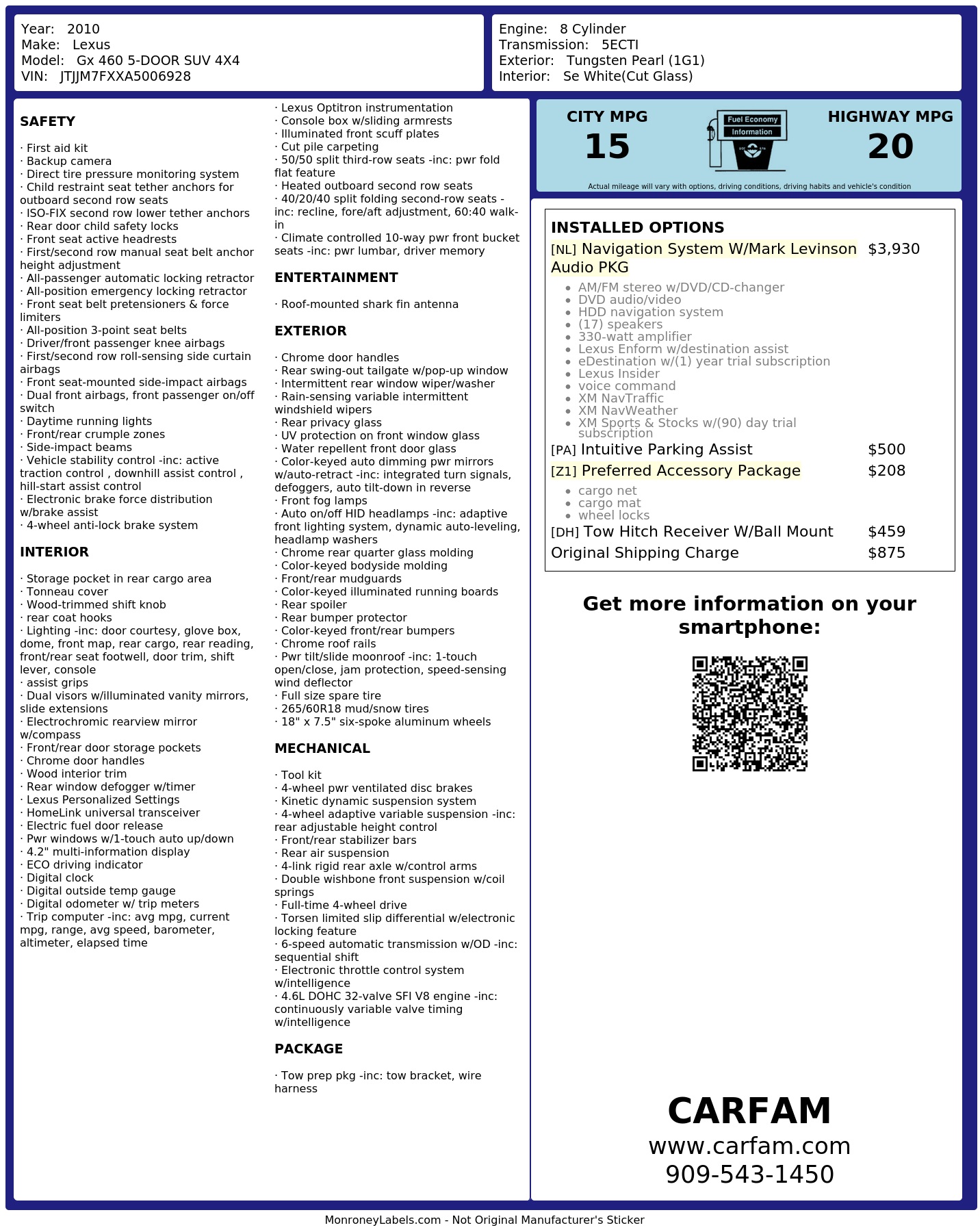 Monroney Label