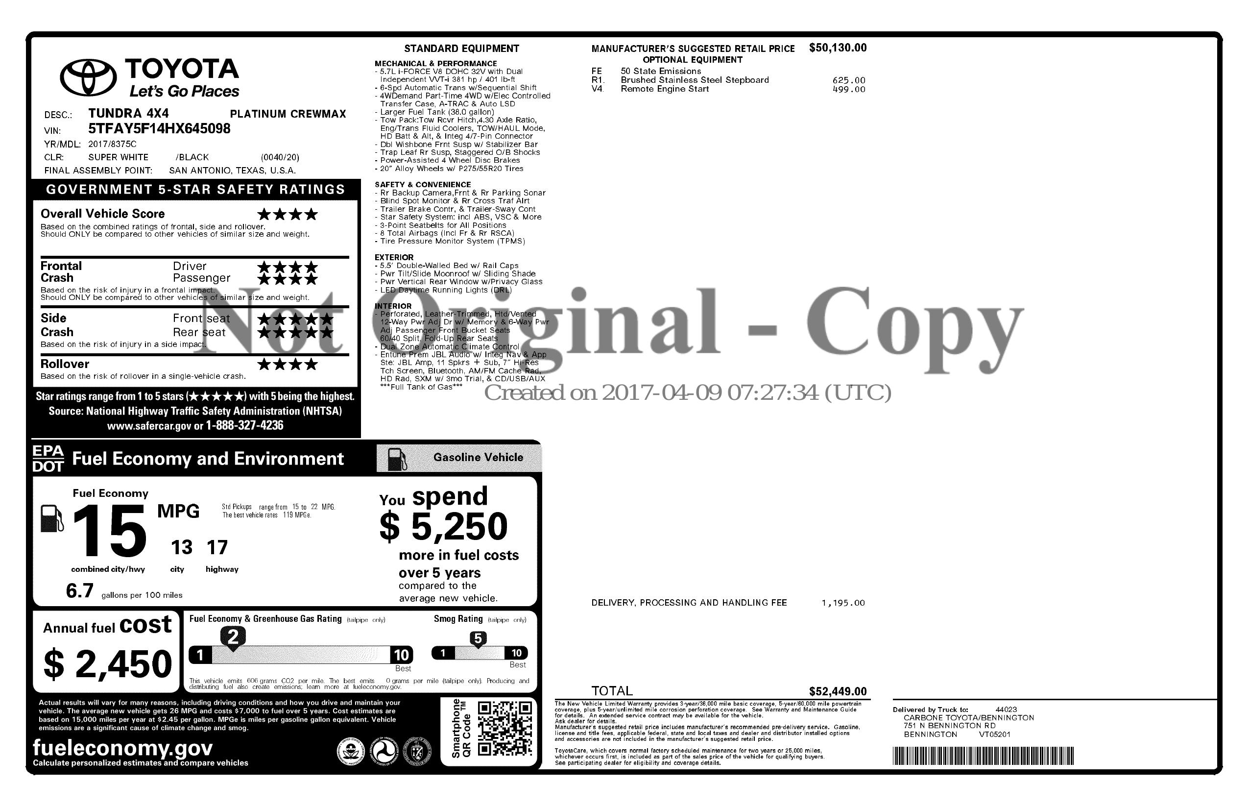 Monroney Label