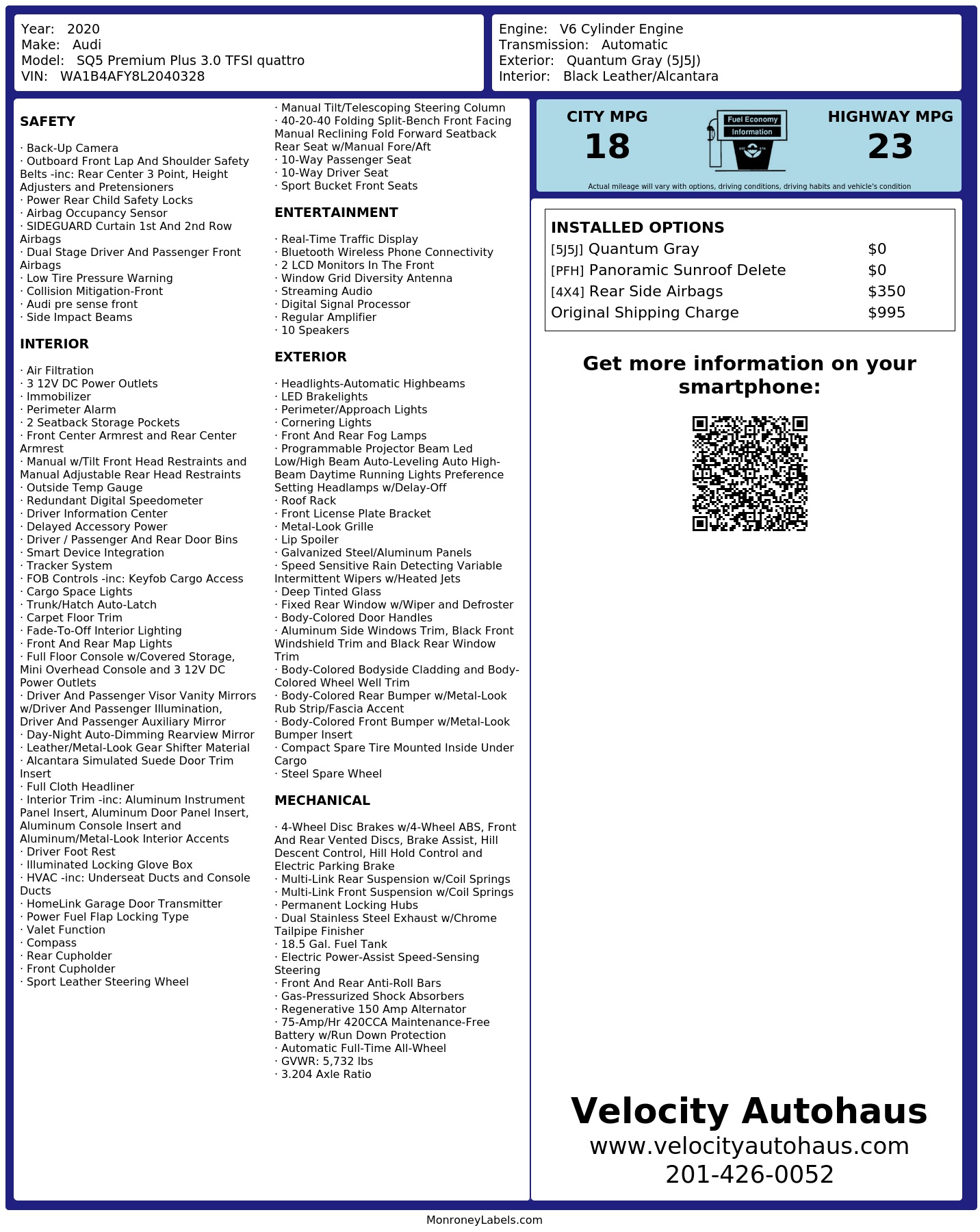 Monroney Label