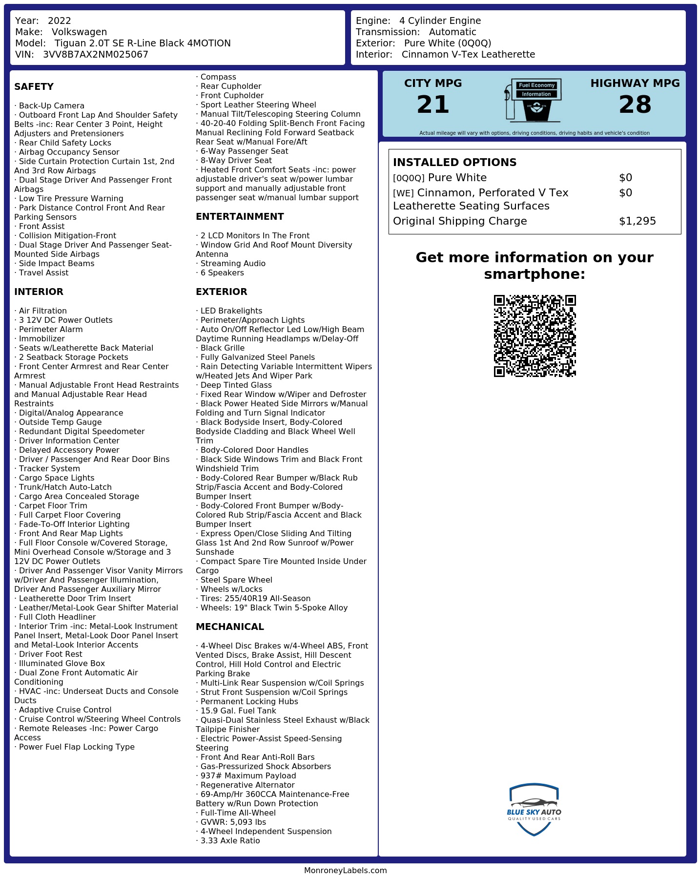 Monroney Label