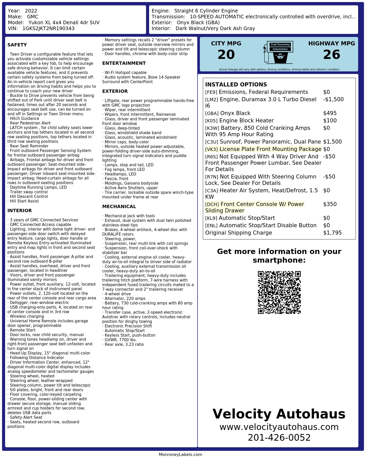 Monroney Label