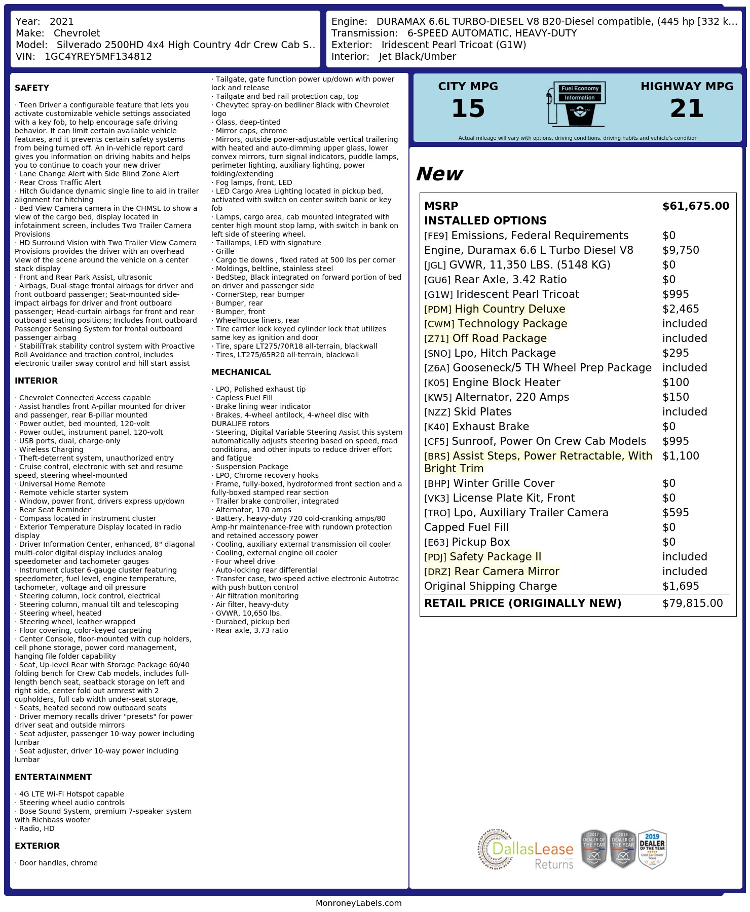 Monroney Label
