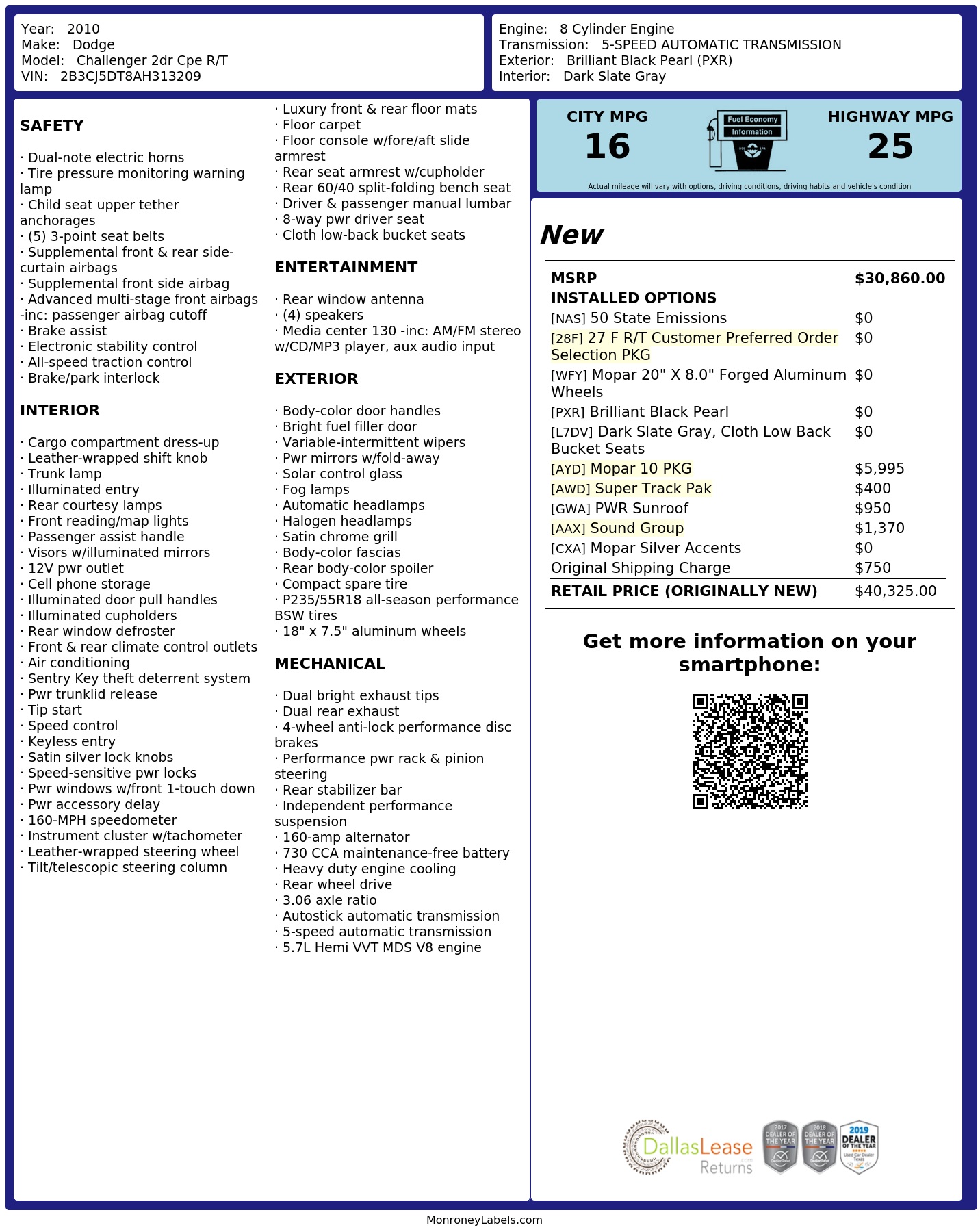Monroney Label