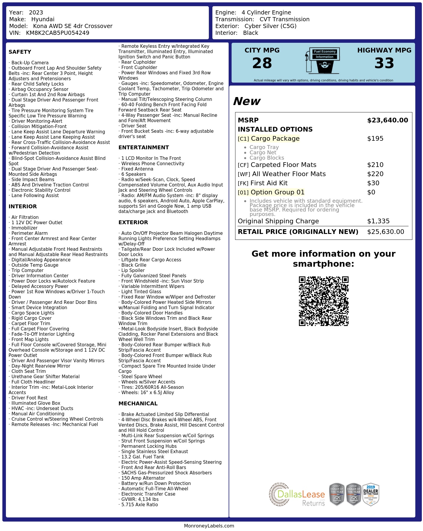 Monroney Label