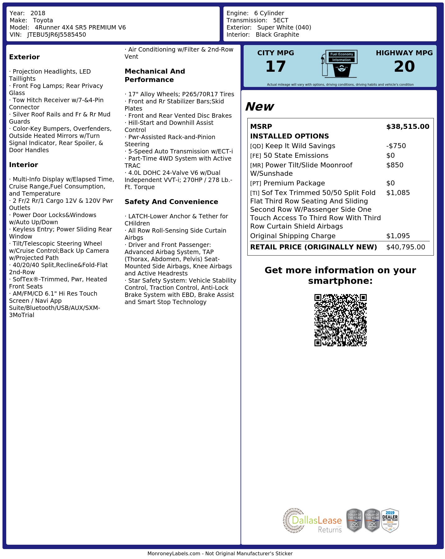 Monroney Label