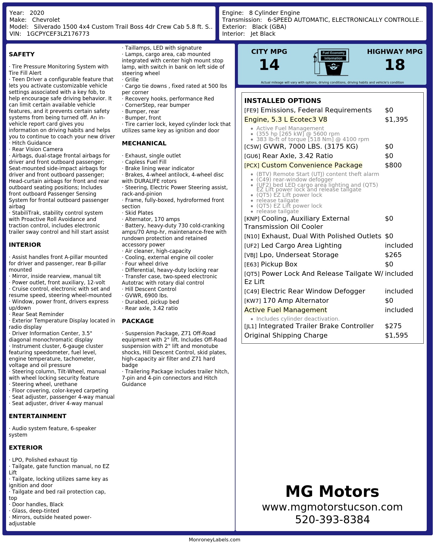 Monroney Label