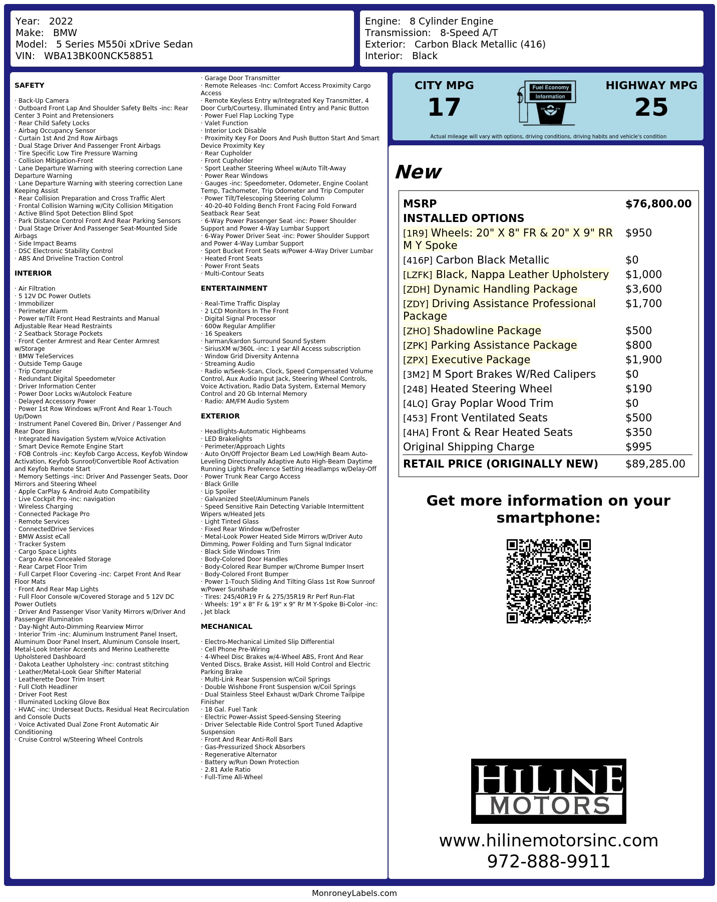Monroney Label