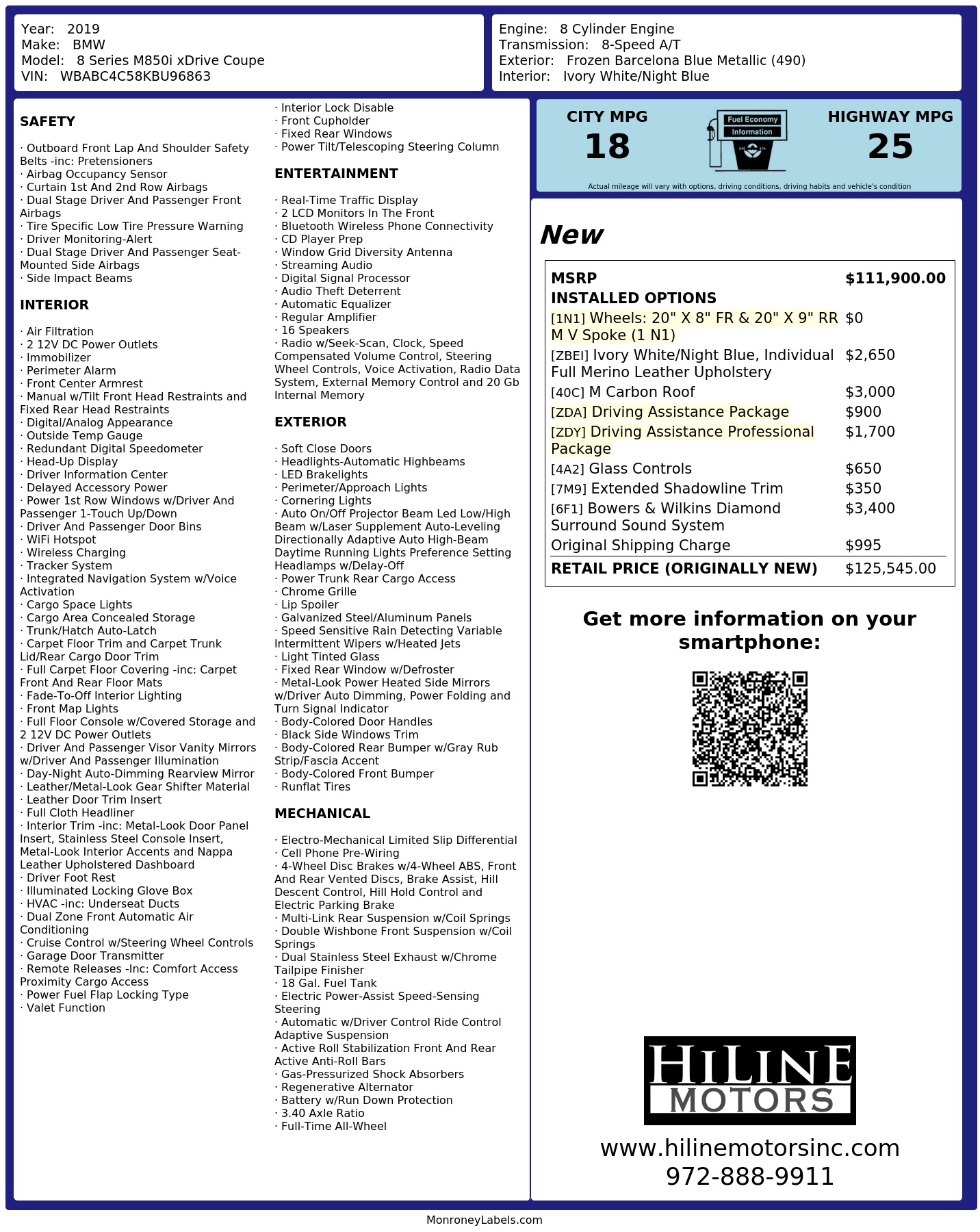Monroney Label