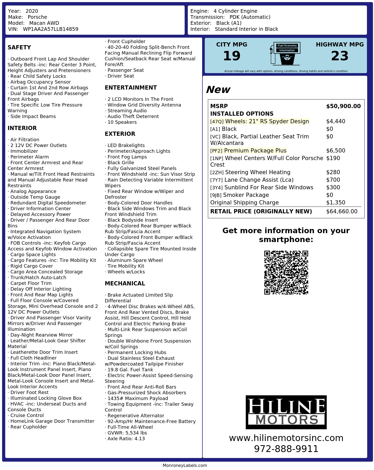 Monroney Label