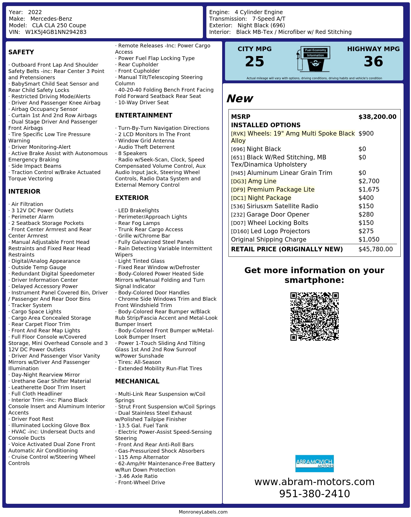 Monroney Label