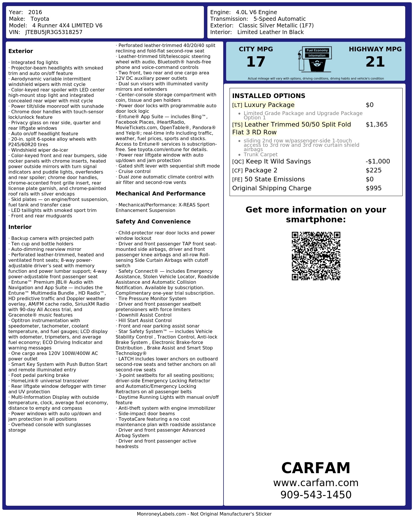 Monroney Label