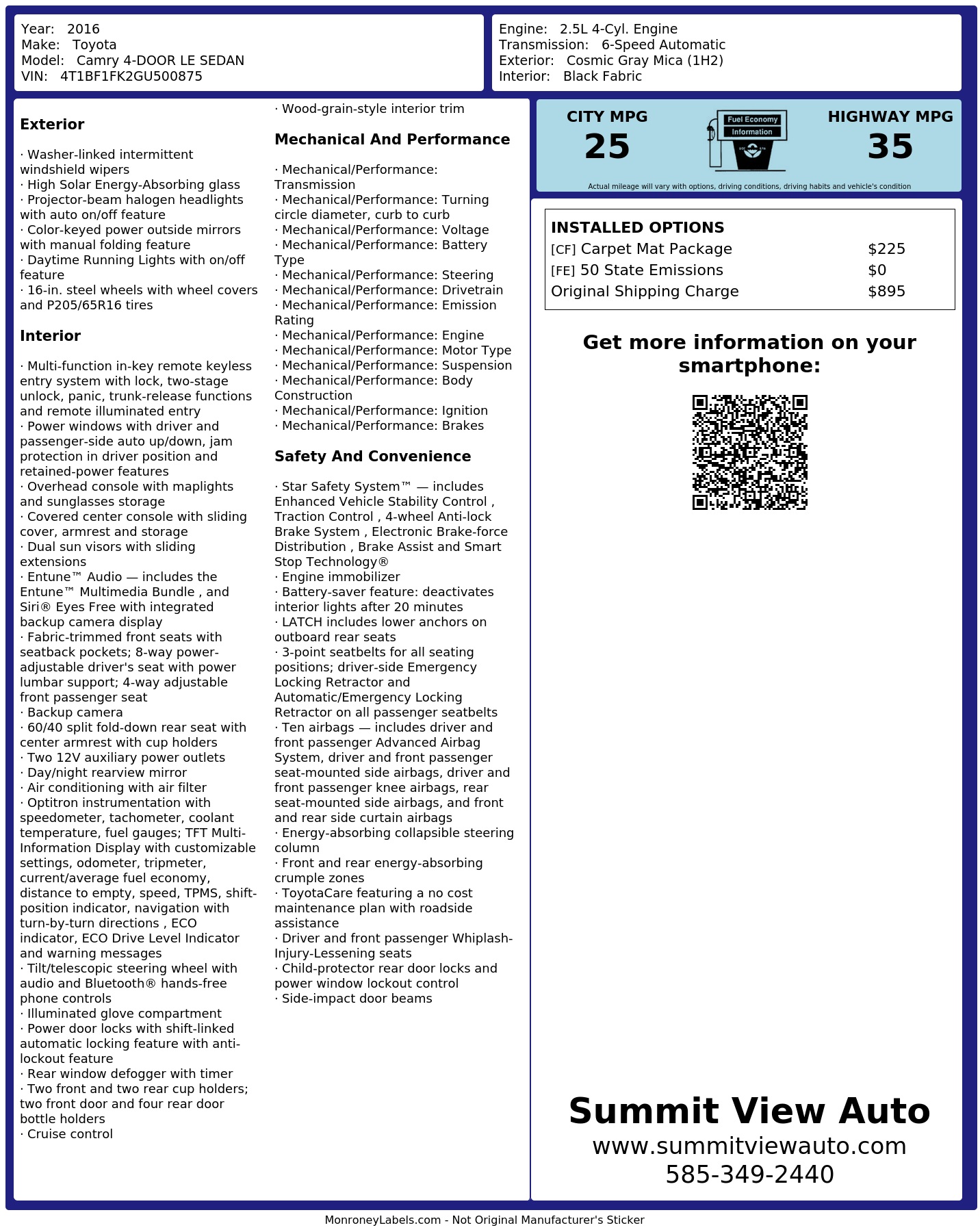 Monroney Label