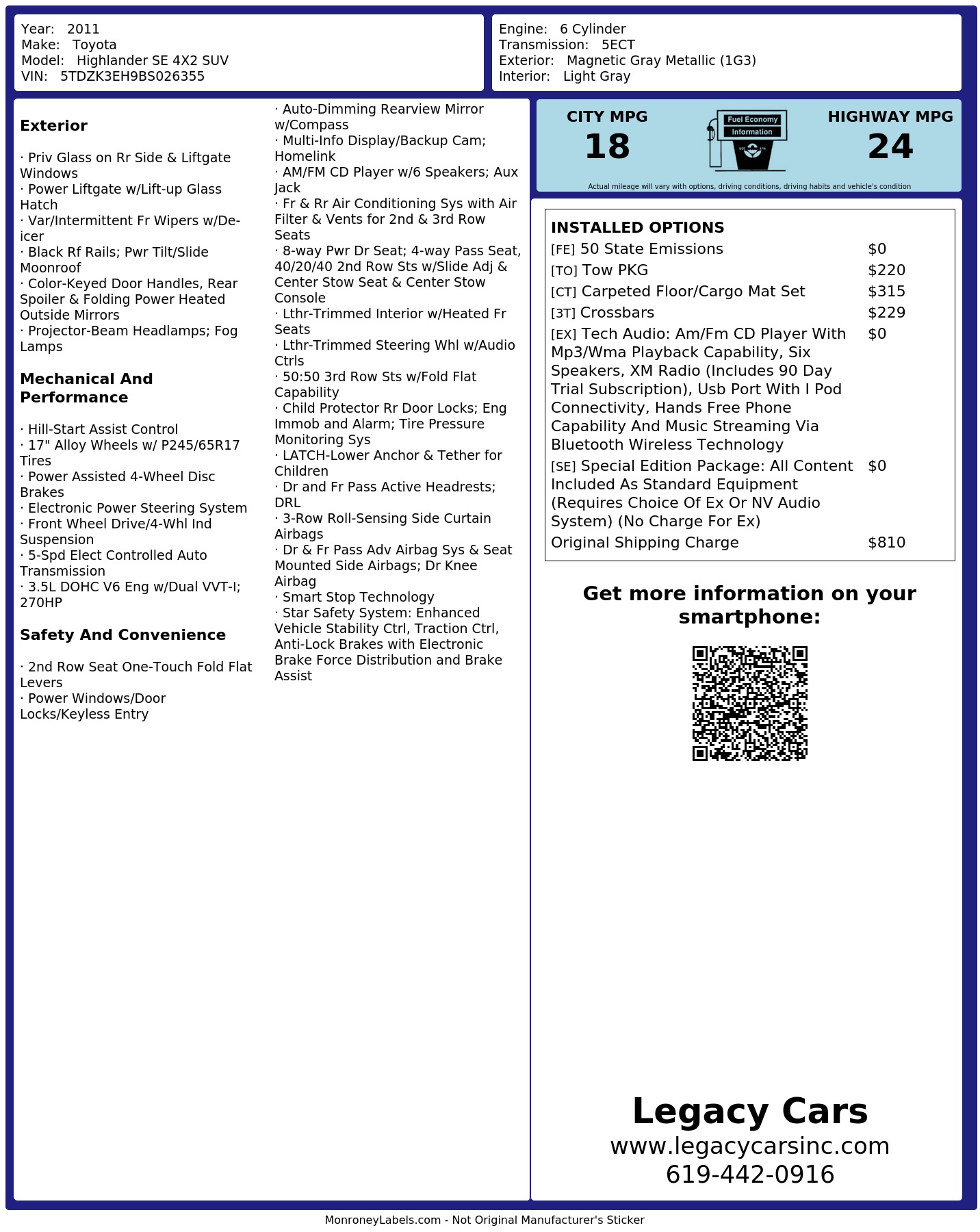 Monroney Label