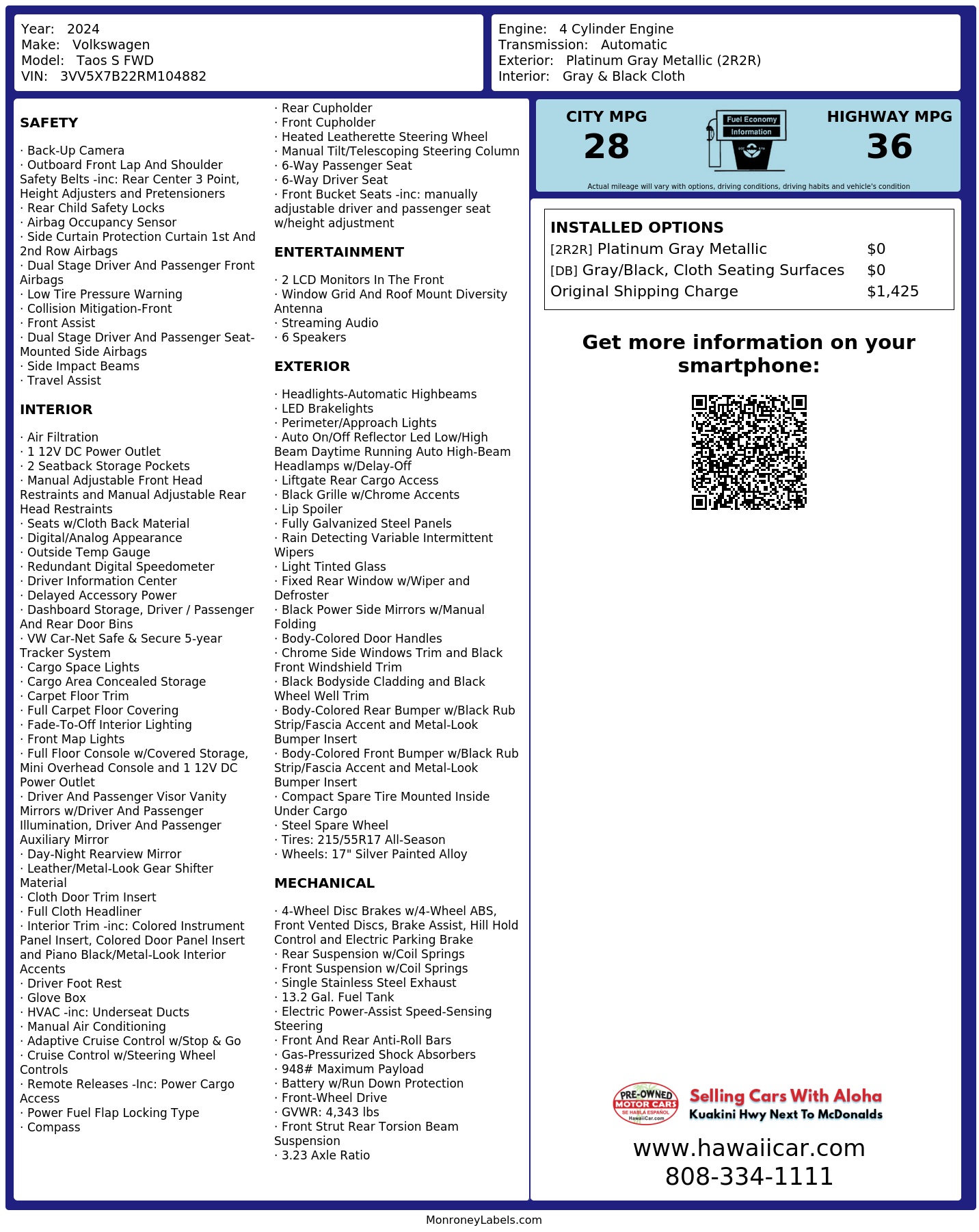 Monroney Label