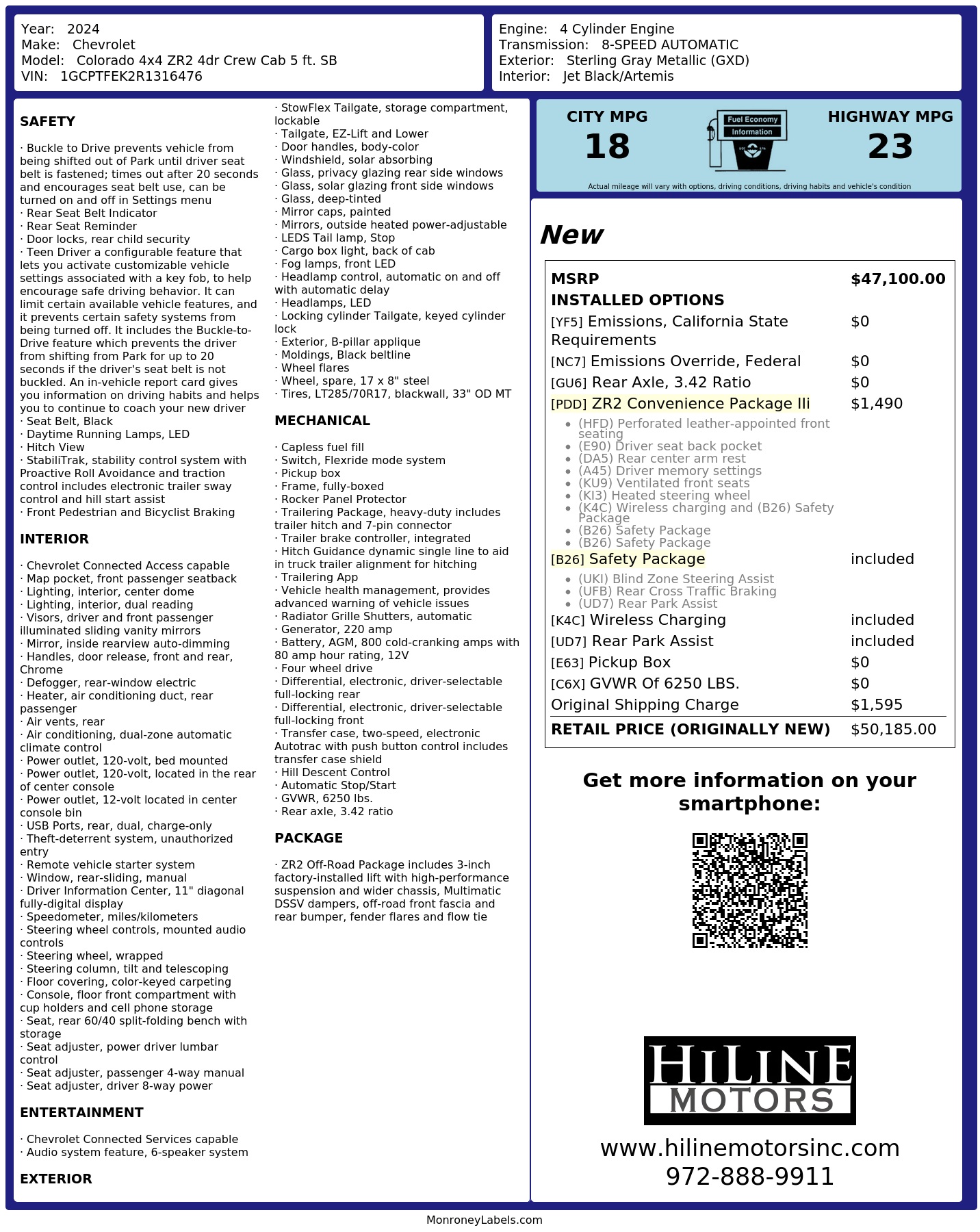 Monroney Label