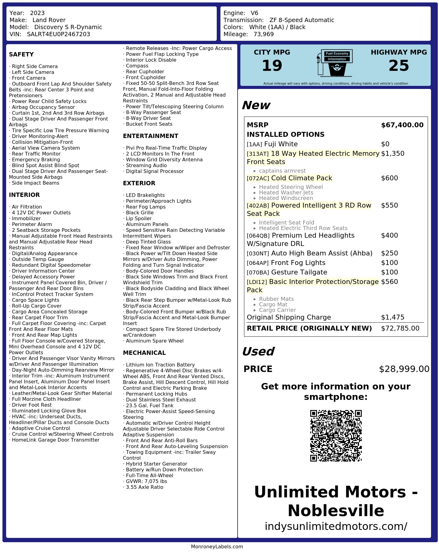 Monroney Label