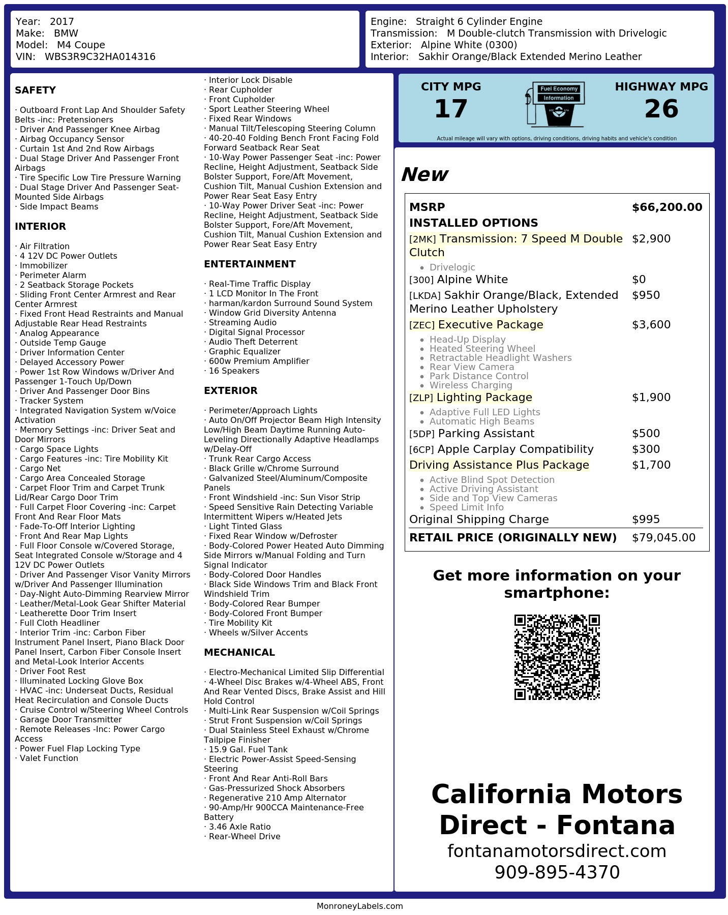 Monroney Label