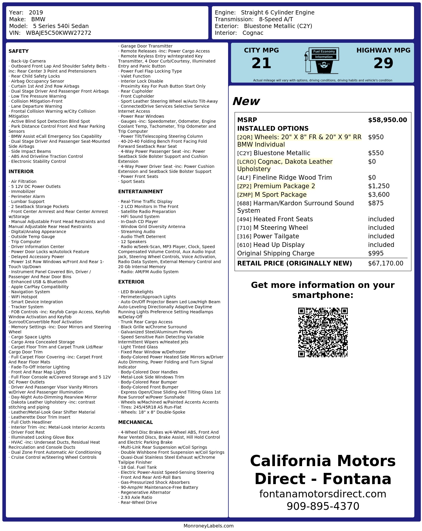 Monroney Label