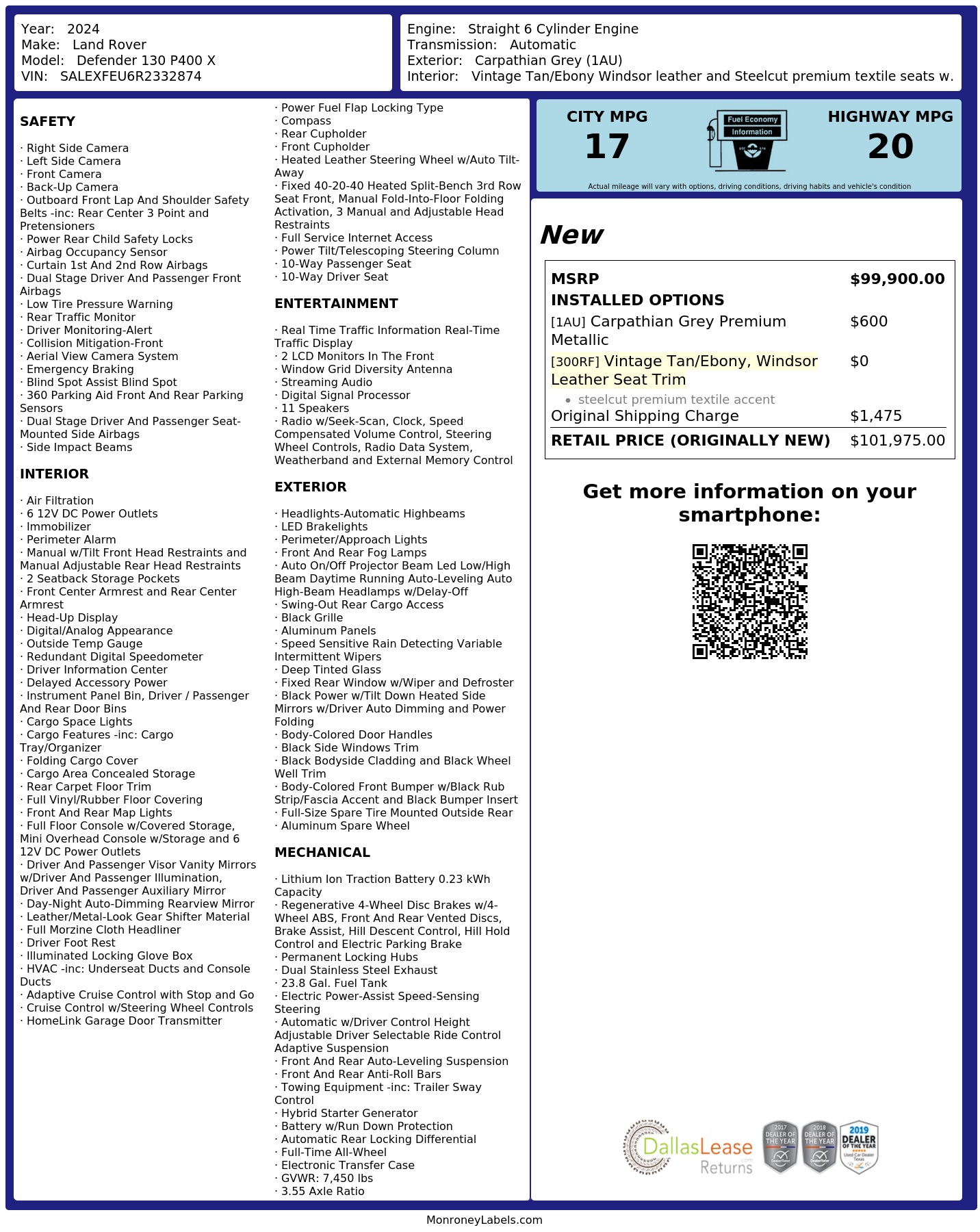 Monroney Label