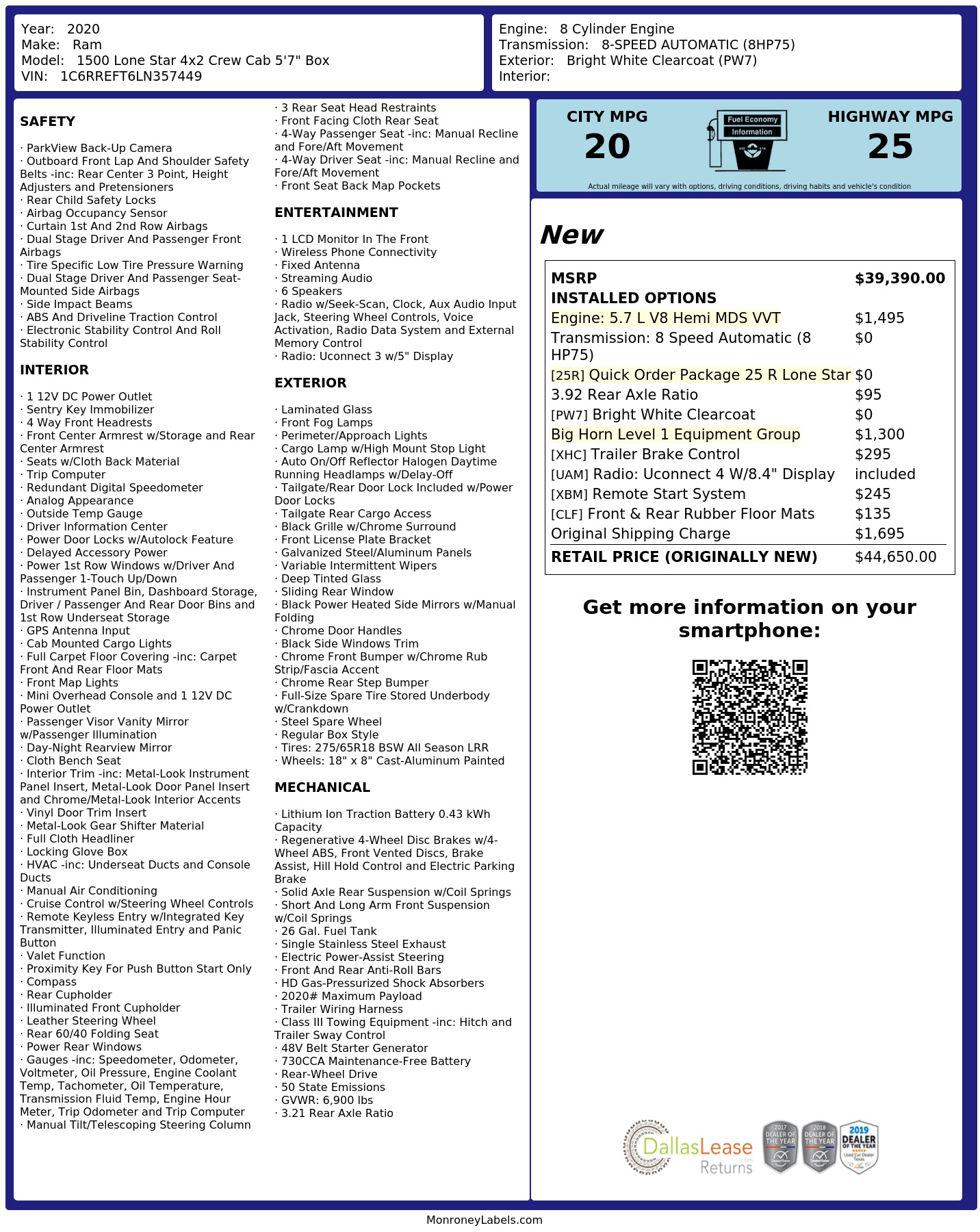 Monroney Label