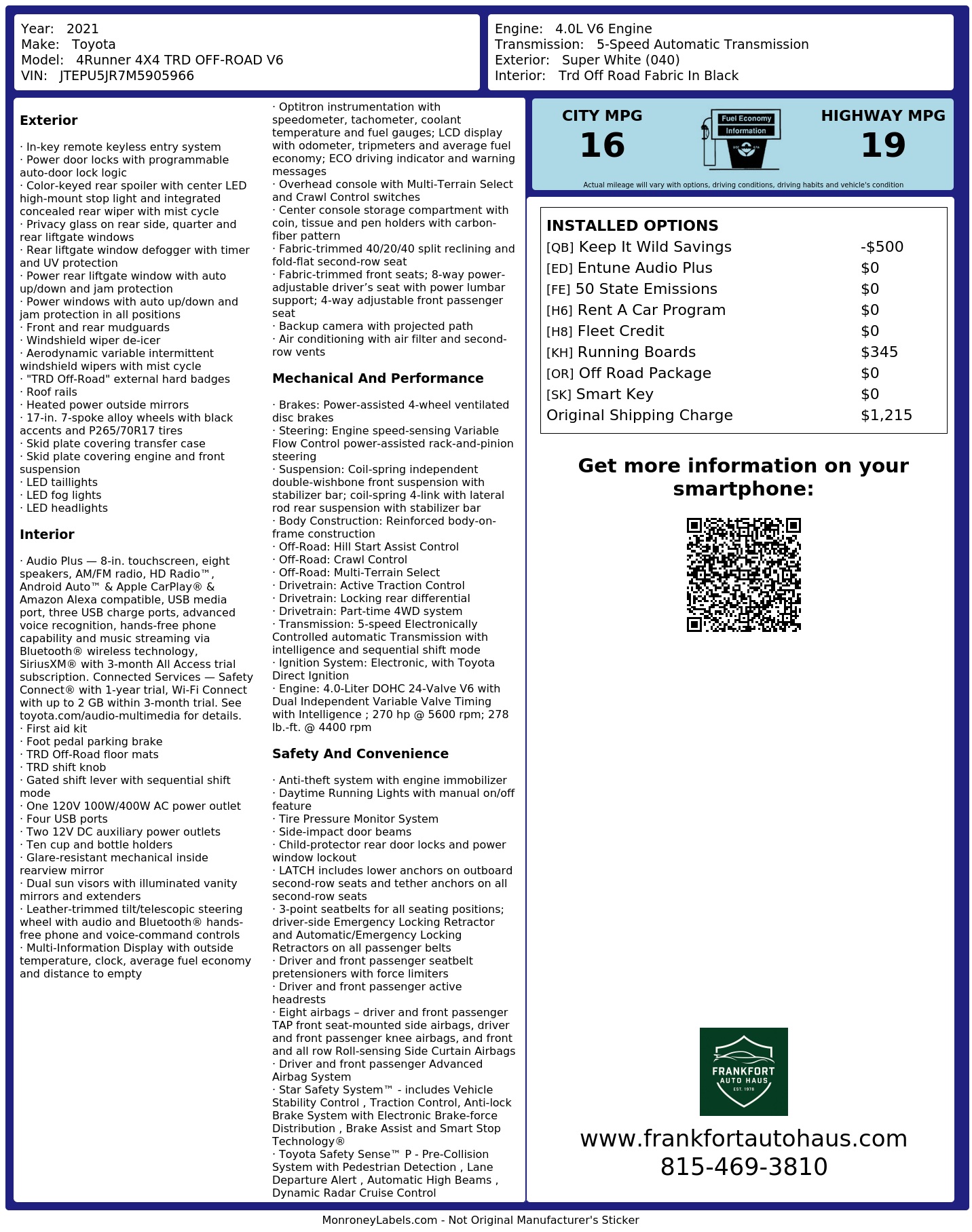 Monroney Label