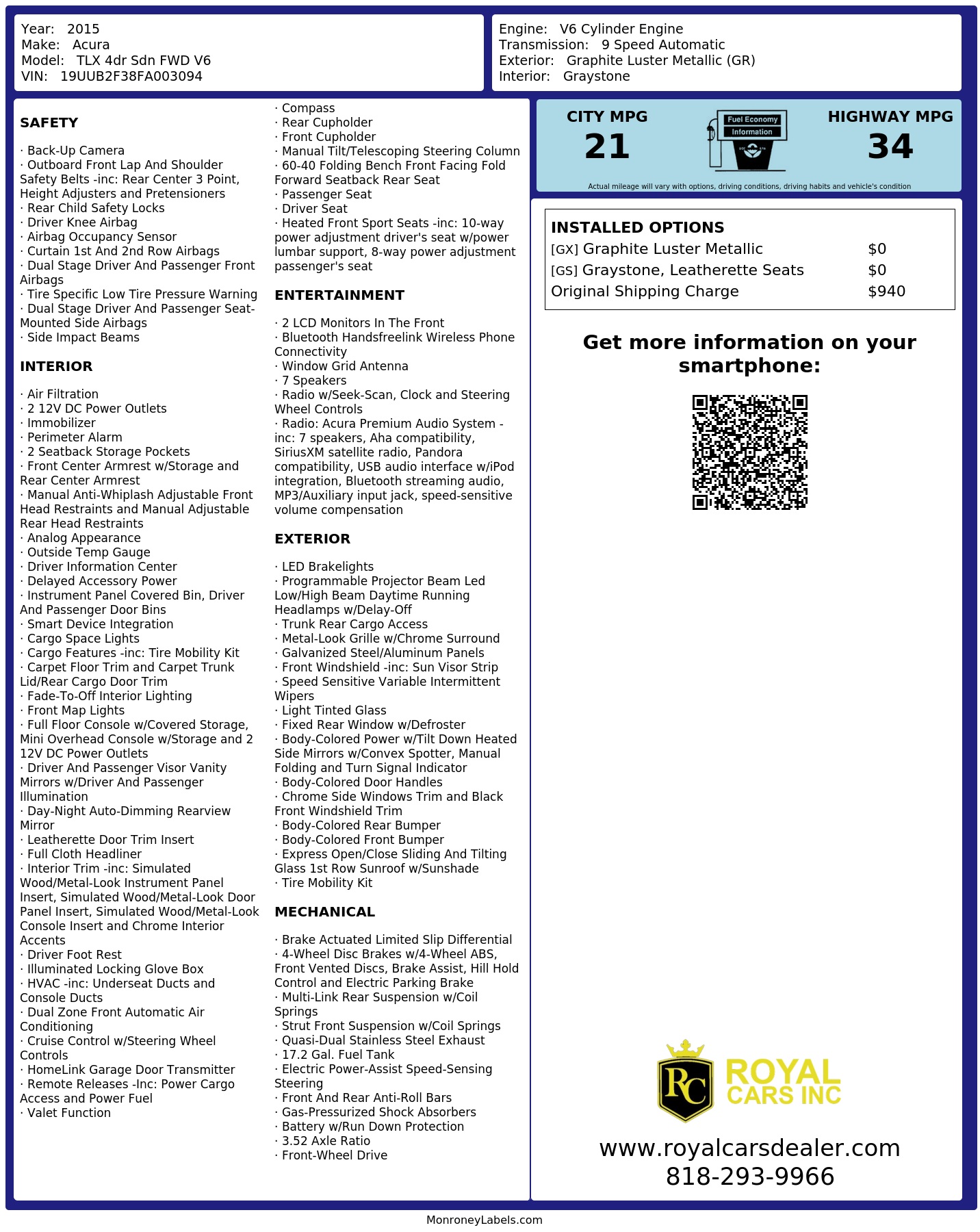 Monroney Label
