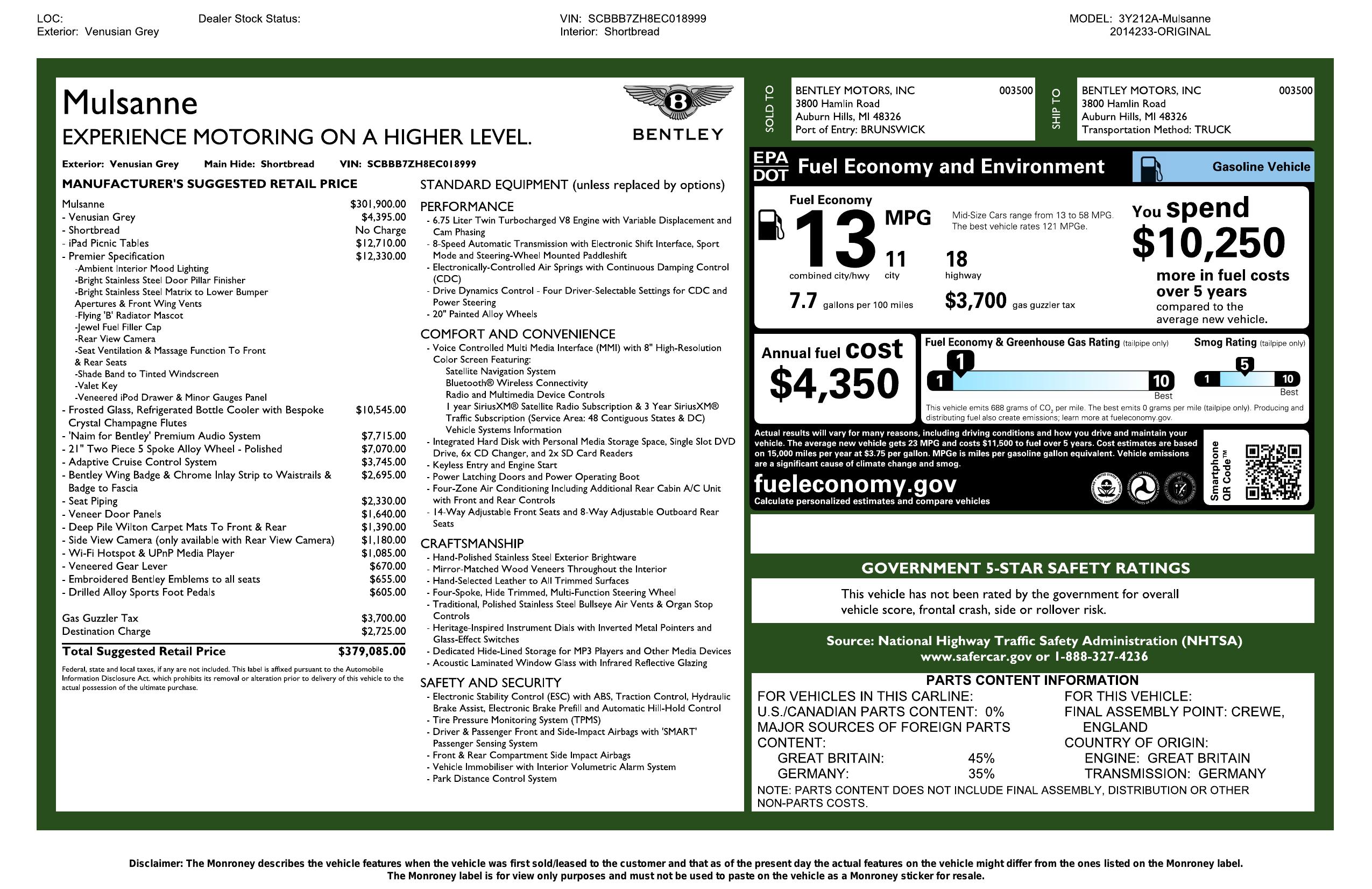 Monroney Label